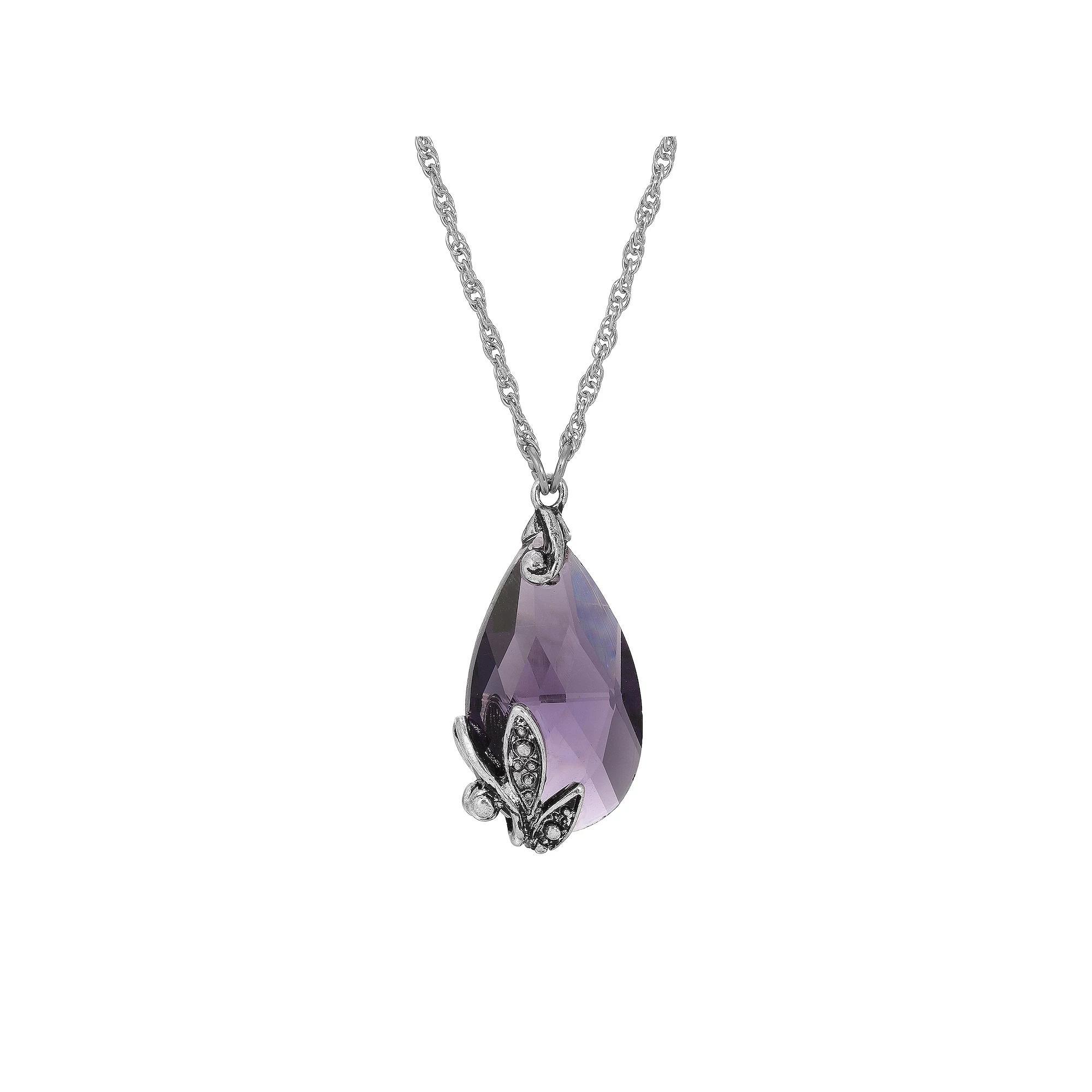 1928 Silver Tone Teardrop Necklace, Womens, Blue Product Image