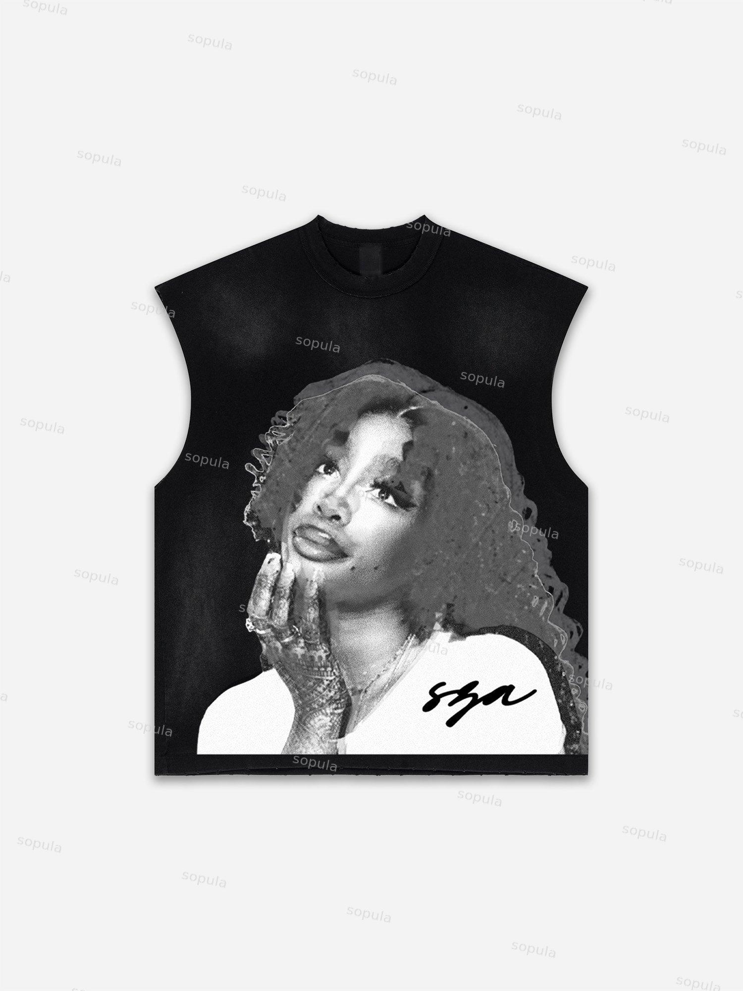 Future World Brainstorming Graphic Print Distressed Tank Top Product Image