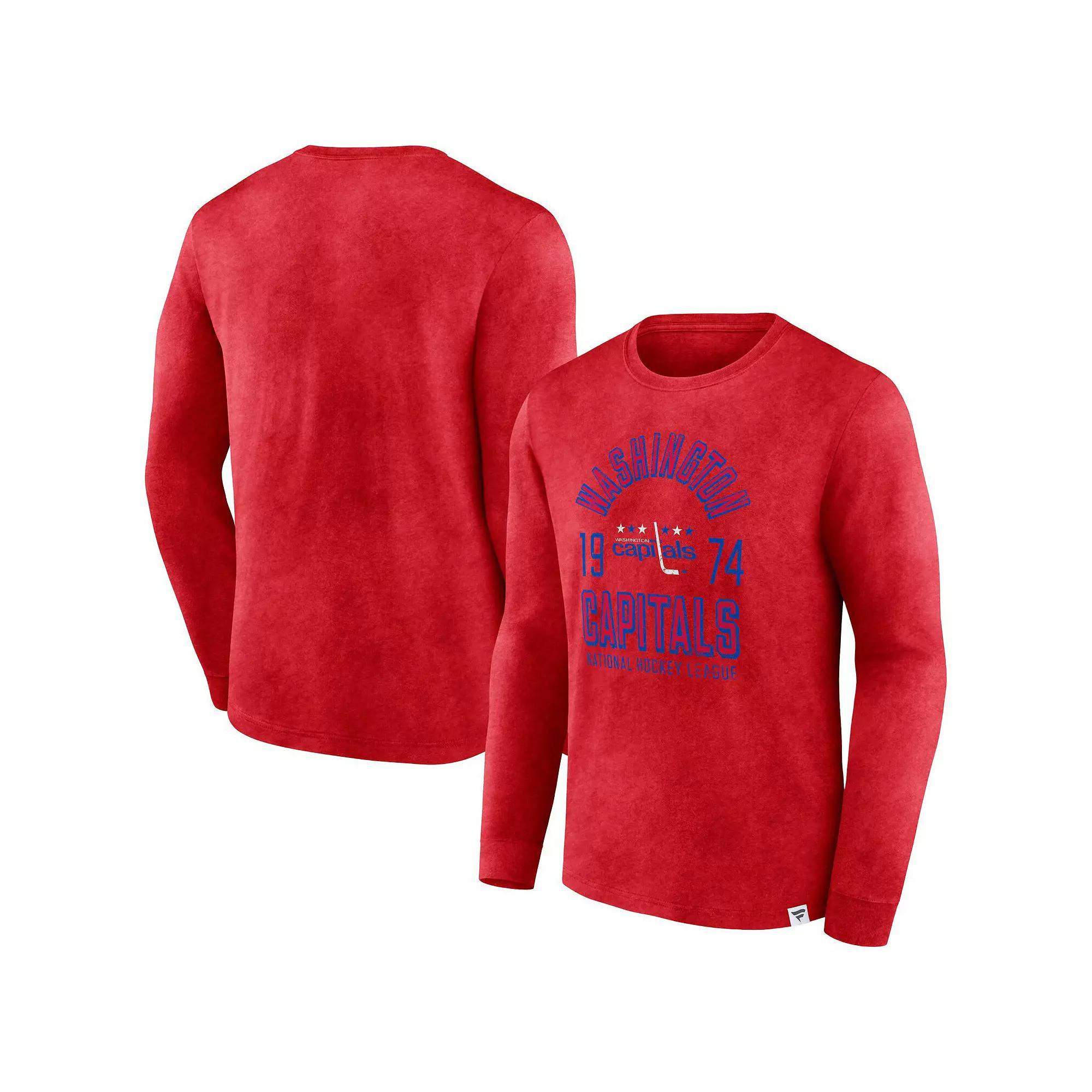 Men's Fanatics Branded Heather Red Washington Capitals Keep The Zone Long Sleeve T-Shirt, Size: 3XL Product Image