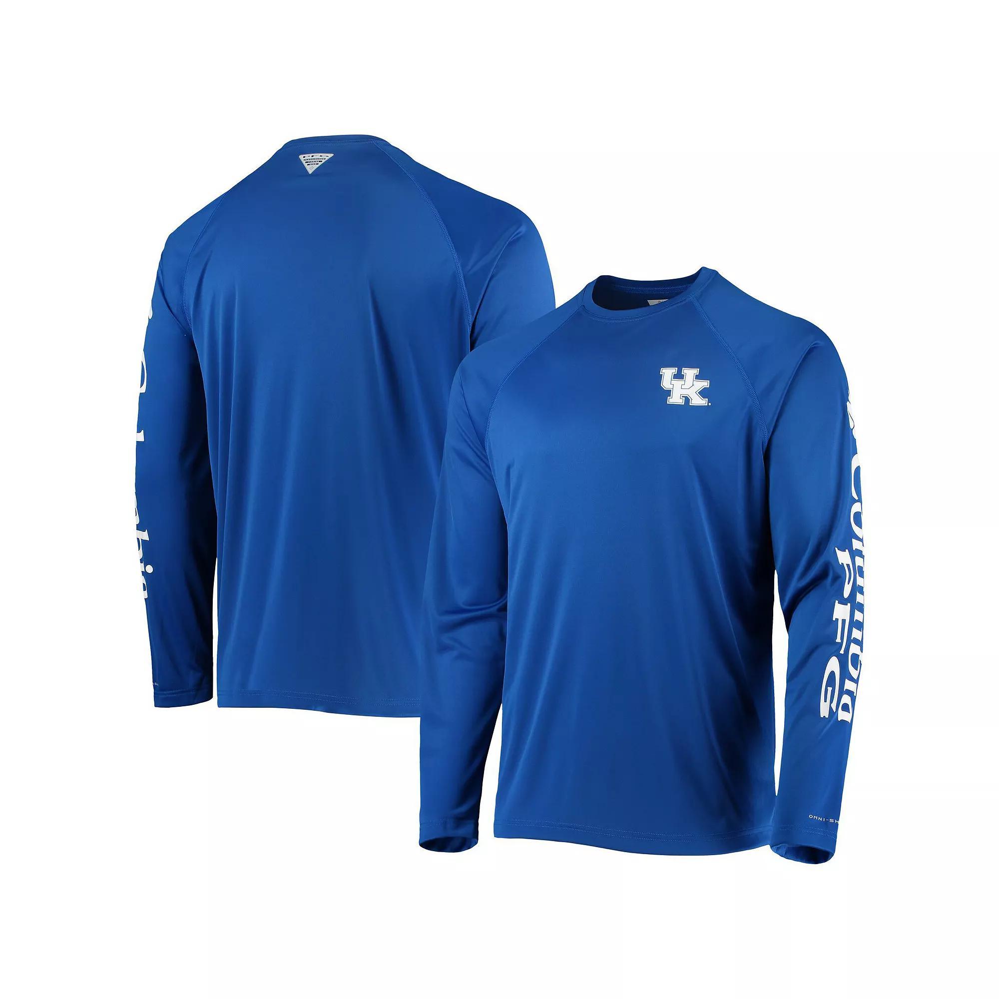 Men's Columbia Royal Kentucky Wildcats PFG Terminal Tackle Raglan Omni-Shade Long Sleeve T-Shirt, Size: Large, Blue Product Image