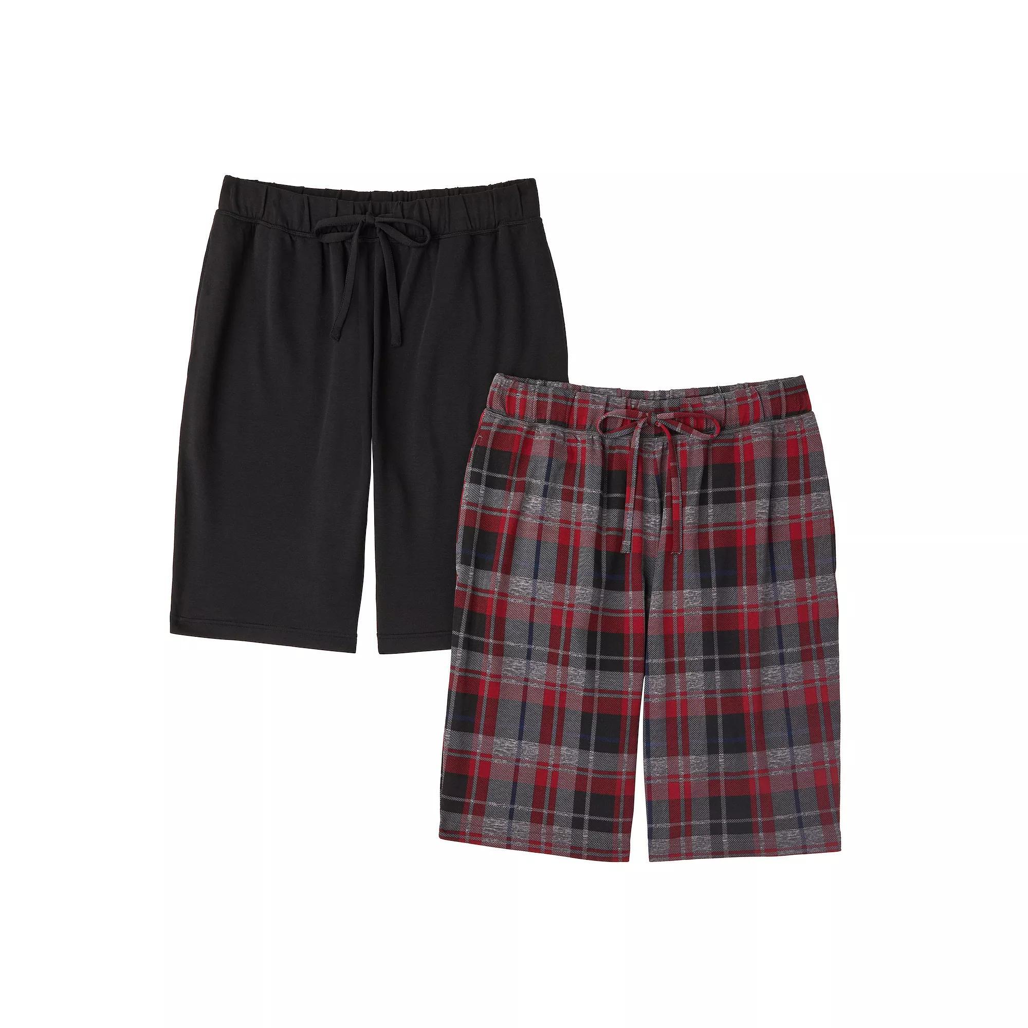 Mens Cuddl Duds 2-Pack French Terry Printed Pajama Shorts Set Grey Green Product Image