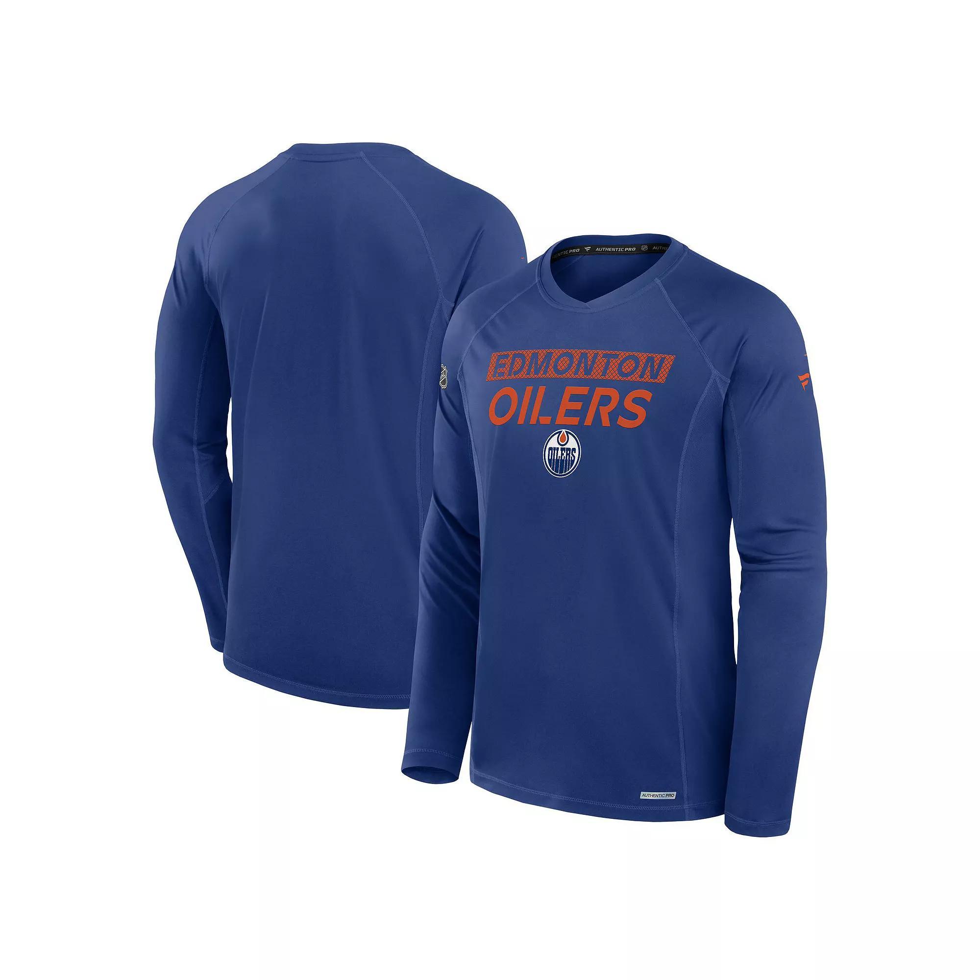 Men's Fanatics Blue Edmonton Oilers Authentic Pro Rink Tech Long Sleeve T-Shirt, Size: Large, Oil Blue Product Image