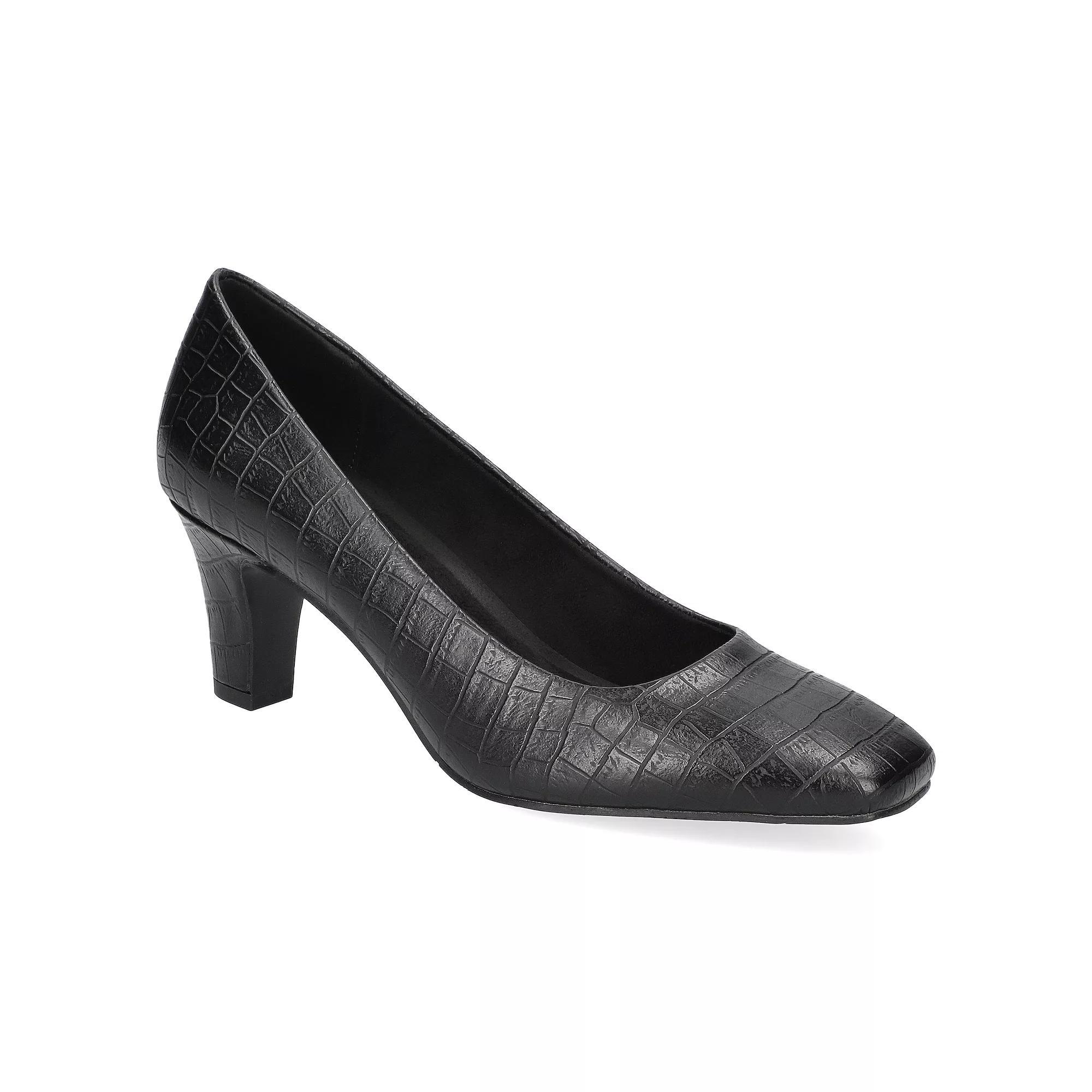 Easy Street Poet Women's Square Toe Pumps, Size: 8.5 XW, Black Croco Product Image