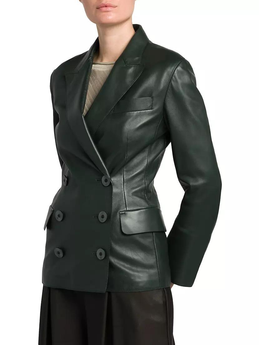 Leather Double-Breasted Blazer Product Image