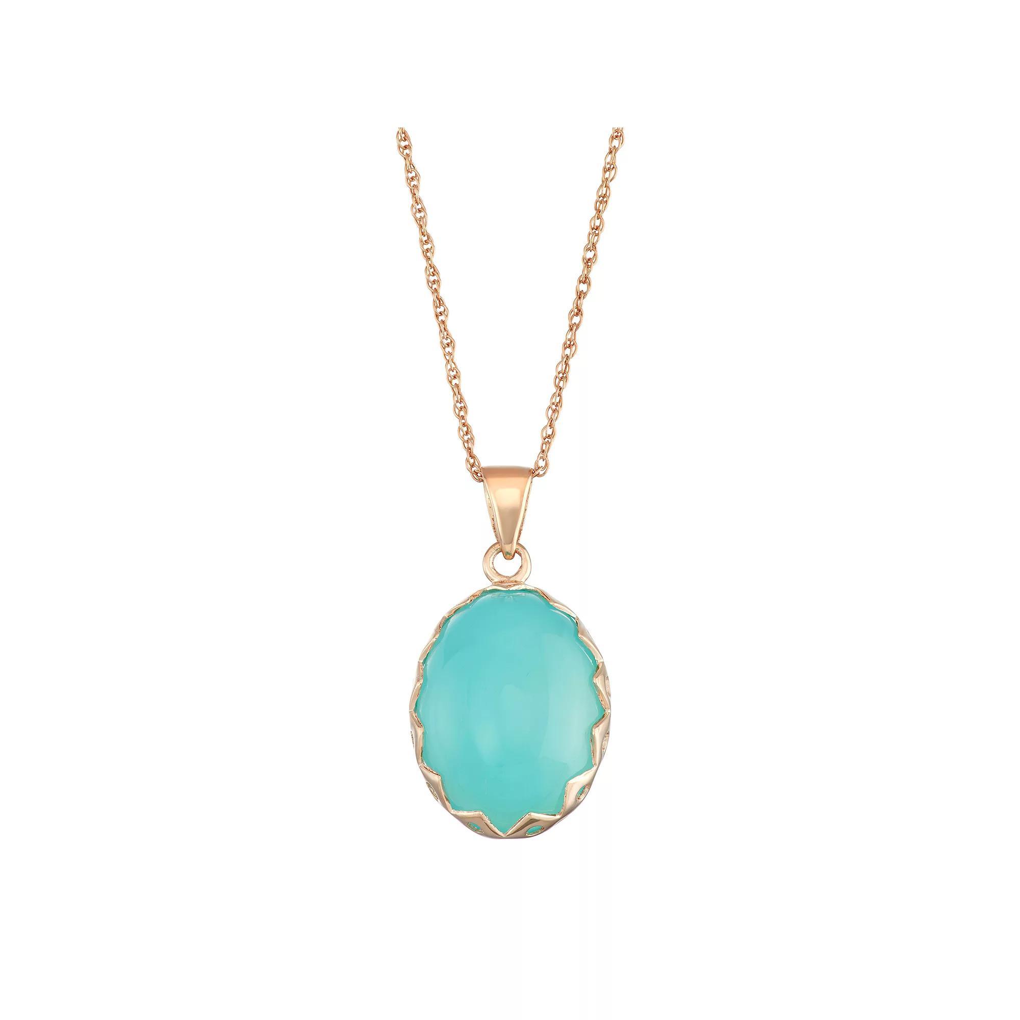 Jewelexcess Sterling Silver Blue Chalcedony Cabochon Necklace, Women's, Size: 18" Product Image