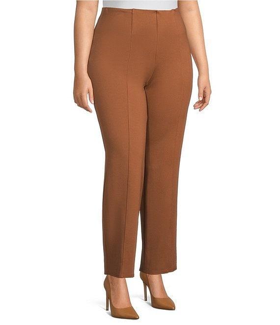 Slim Factor by Investments Plus Size Ponte Knit No Waist Slim Straight Pants Product Image