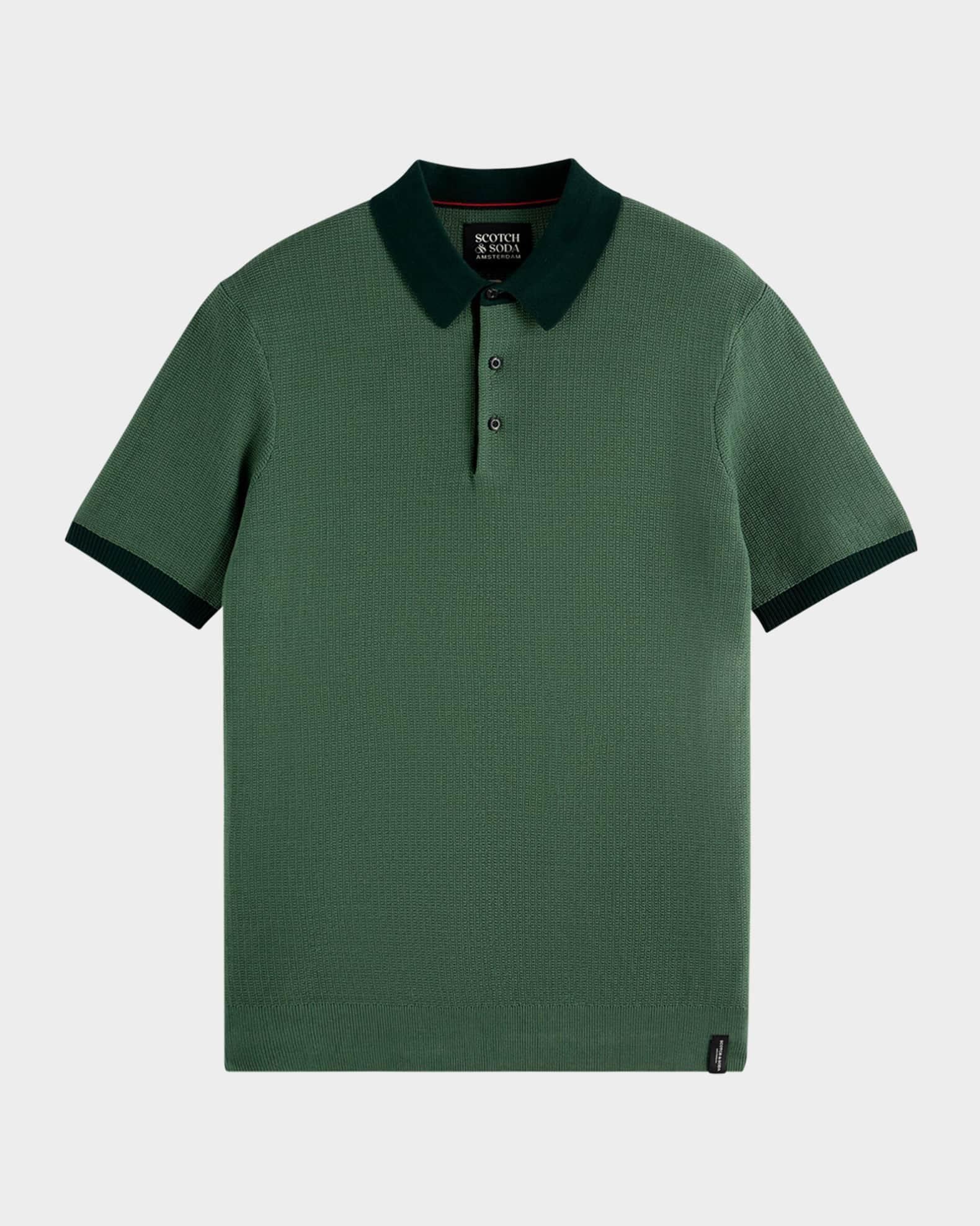 Men's Structured Cotton Knit Polo Shirt Product Image