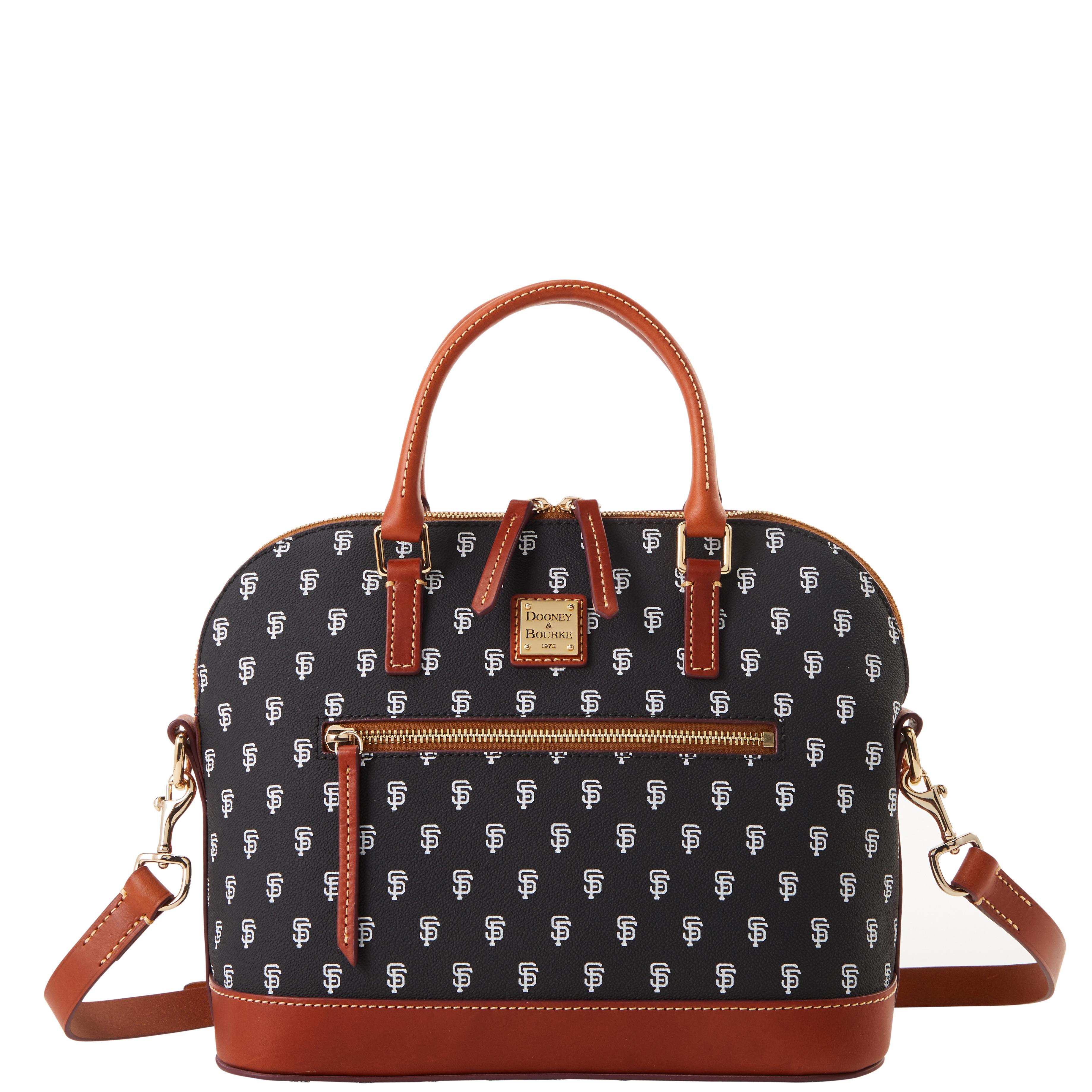 Dooney & Bourke Womens MLB Giants Domed Zip Coated Cotton Satchel Bag in Black Product Image