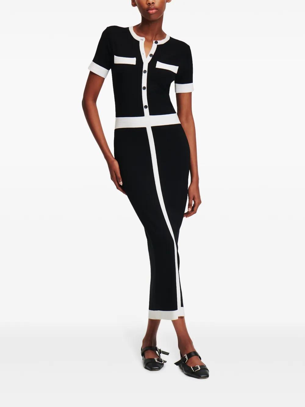 short-sleeve knitted midi dress Product Image