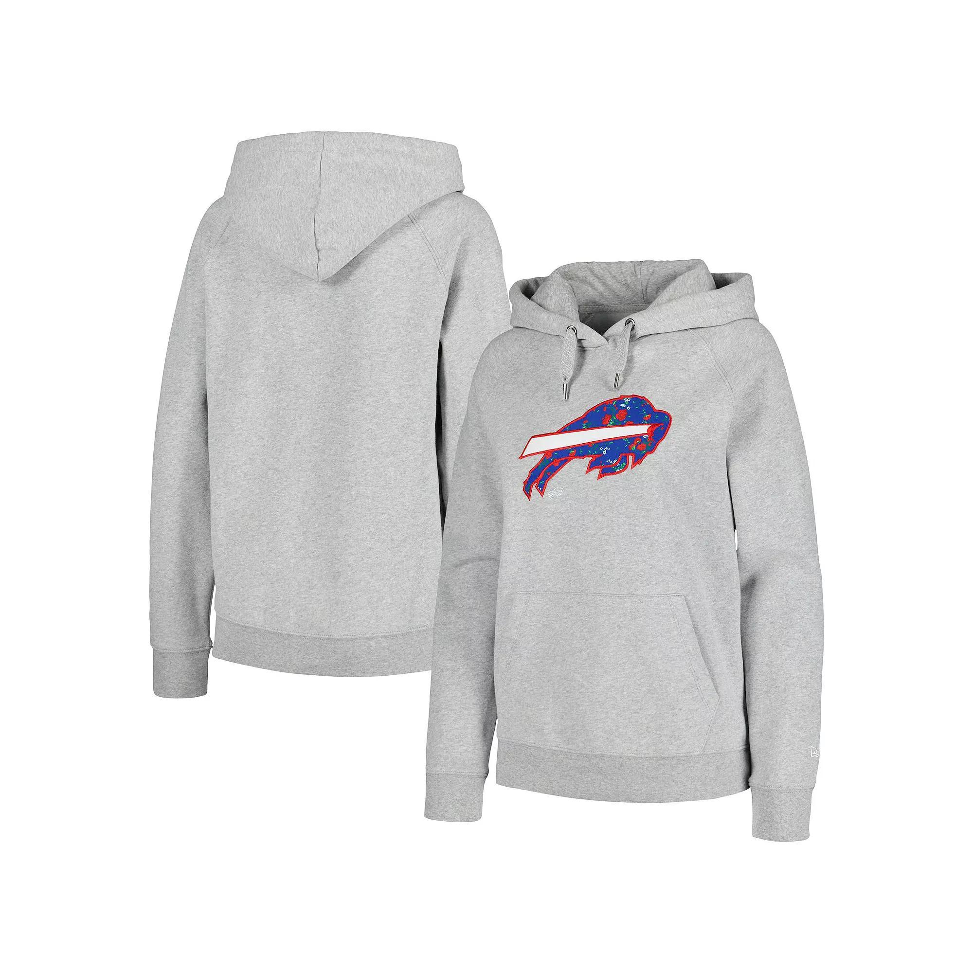 Women's New Era  Gray Buffalo Bills Floral Raglan Pullover Hoodie, Size: Small, Grey Product Image