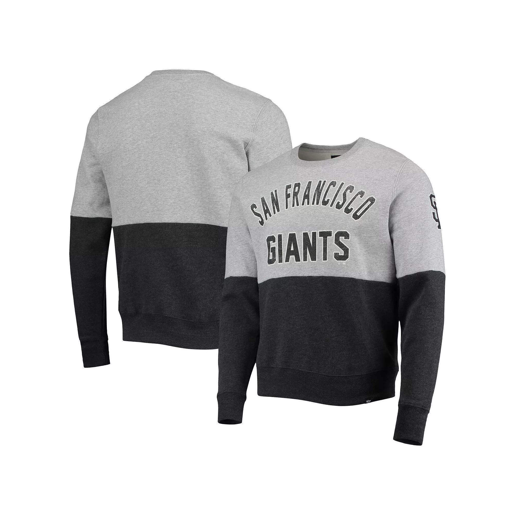 Men's '47 Heathered Gray/Heathered Black San Francisco Giants Two-Toned Team Pullover Sweatshirt, Size: 2XL, Grey Product Image