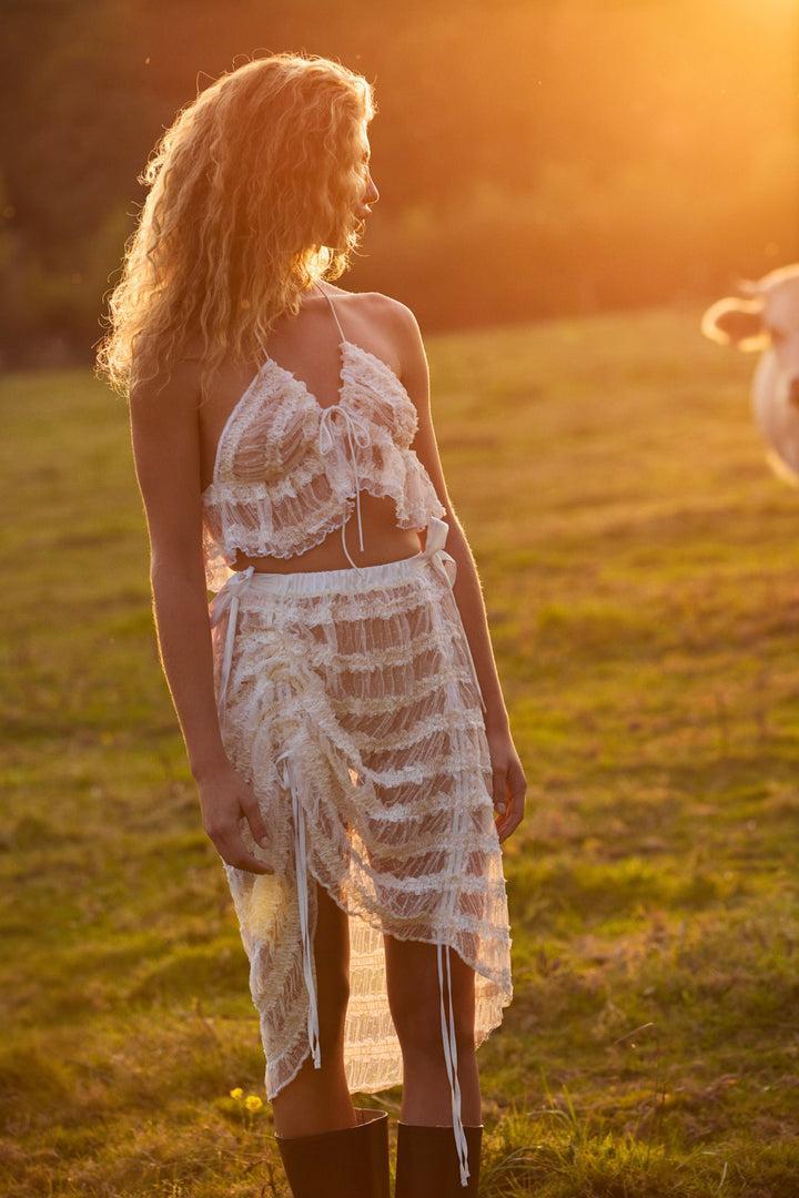 Romy Midi Slip Skirt — Ivory Product Image