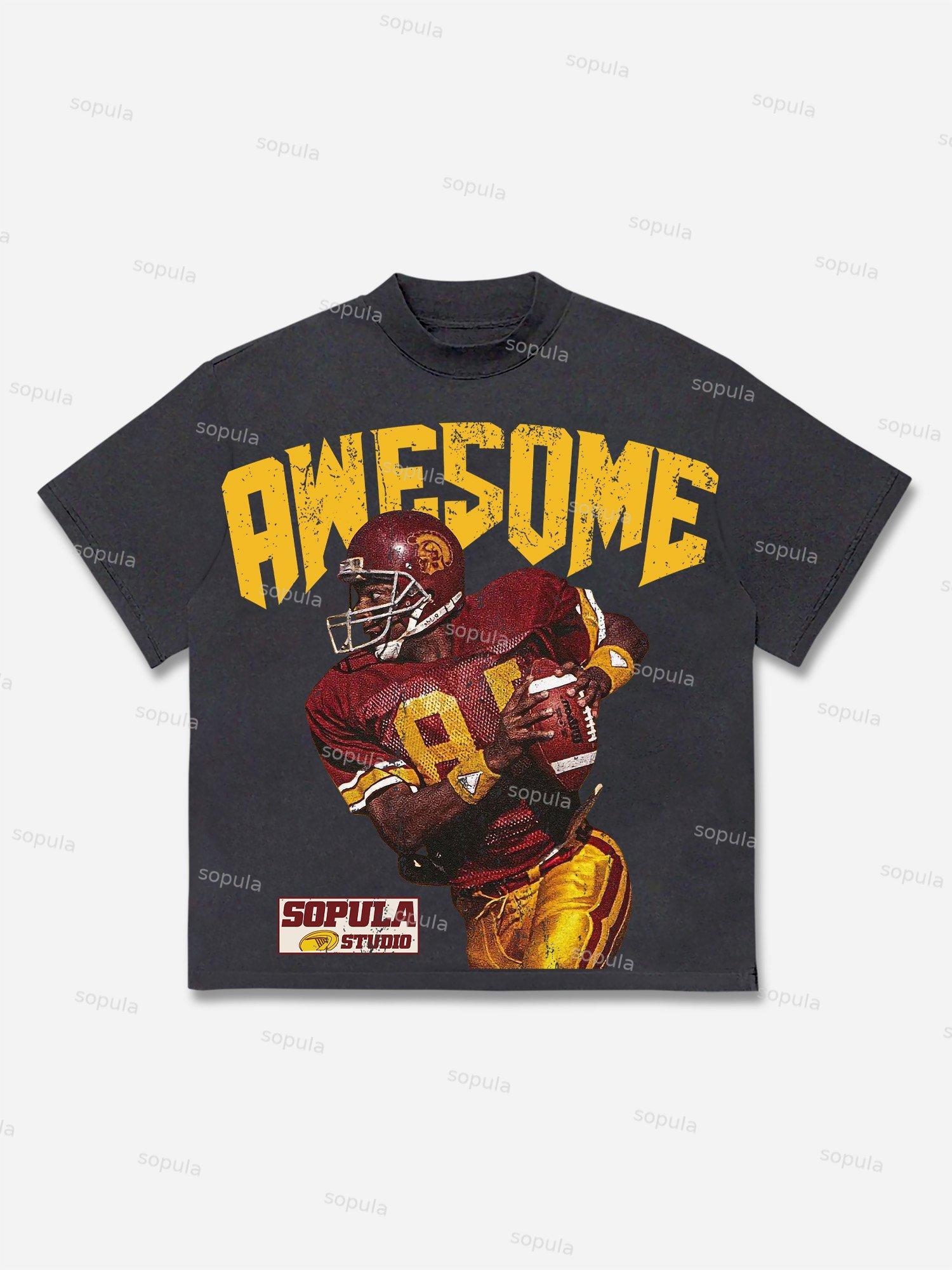 Sopula Awesome Rugby Player Graphic Print Cotton T-shirt Product Image