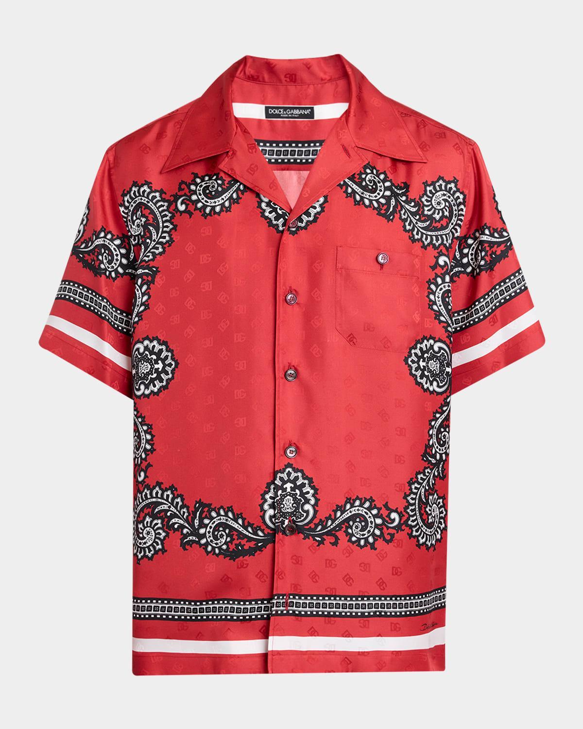 Mens Silk Bandana-Print Camp Shirt Product Image