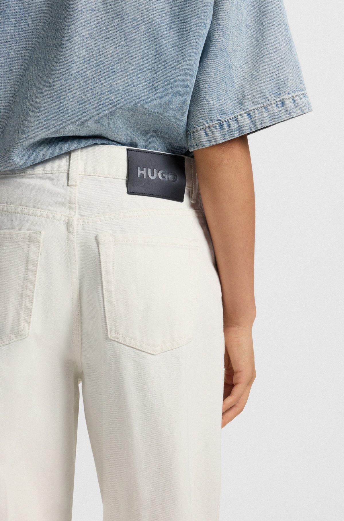 HUGO - Modern-fit jeans in white rigid denim - White Product Image
