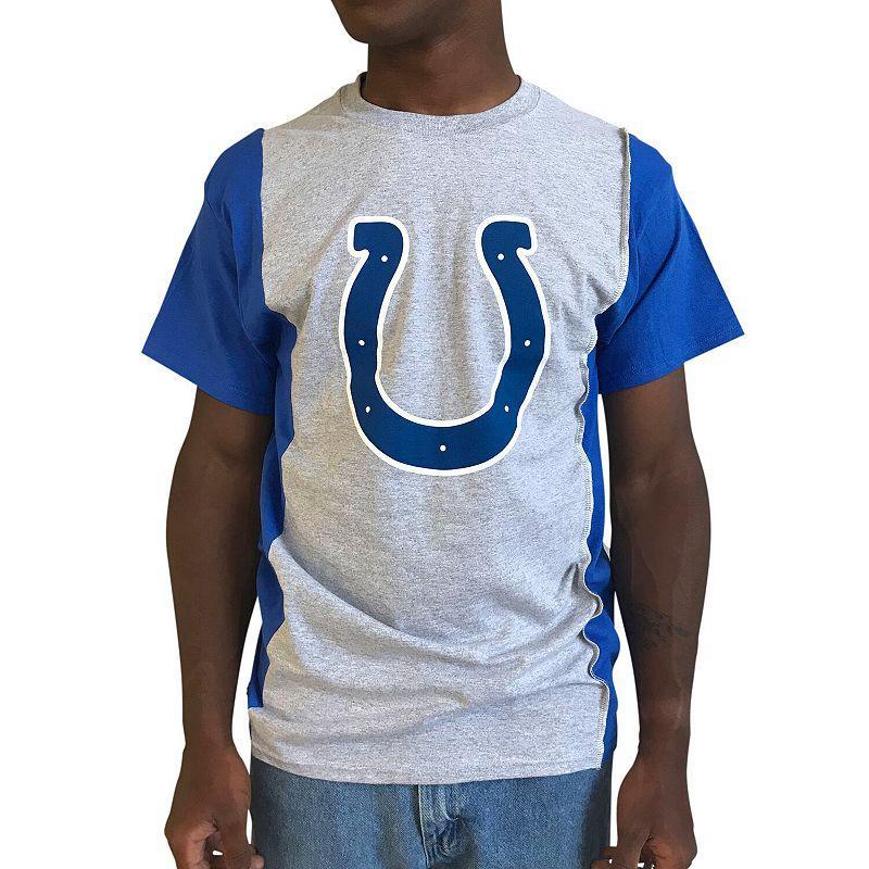 Mens Refried Apparel Gray/Royal Indianapolis Colts Sustainable Upcycled Split T-Shirt Product Image