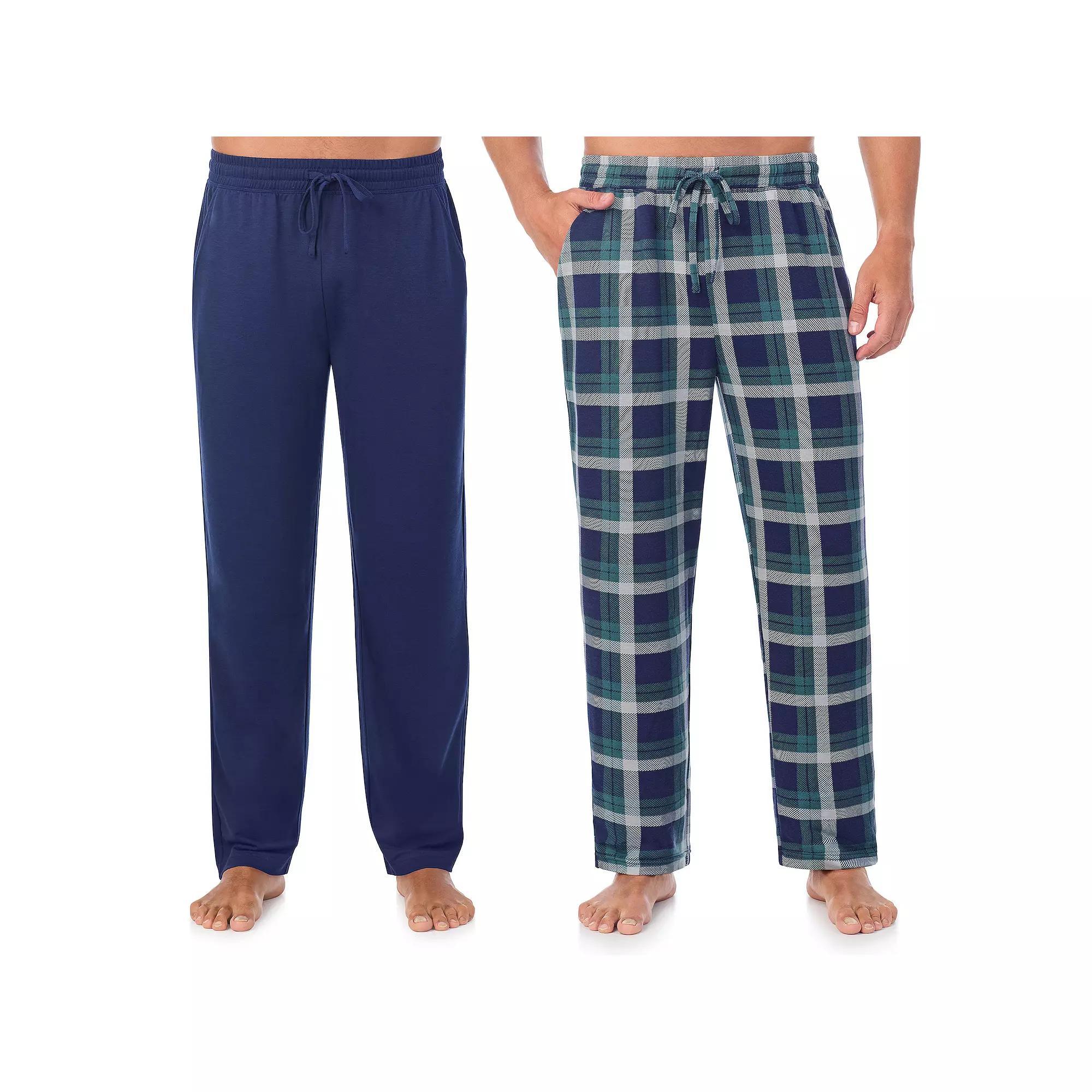 Men's Cuddl Duds® 2-Pack French Terry Pajama Pants Set, Size: XXL, Blue Plaid Product Image