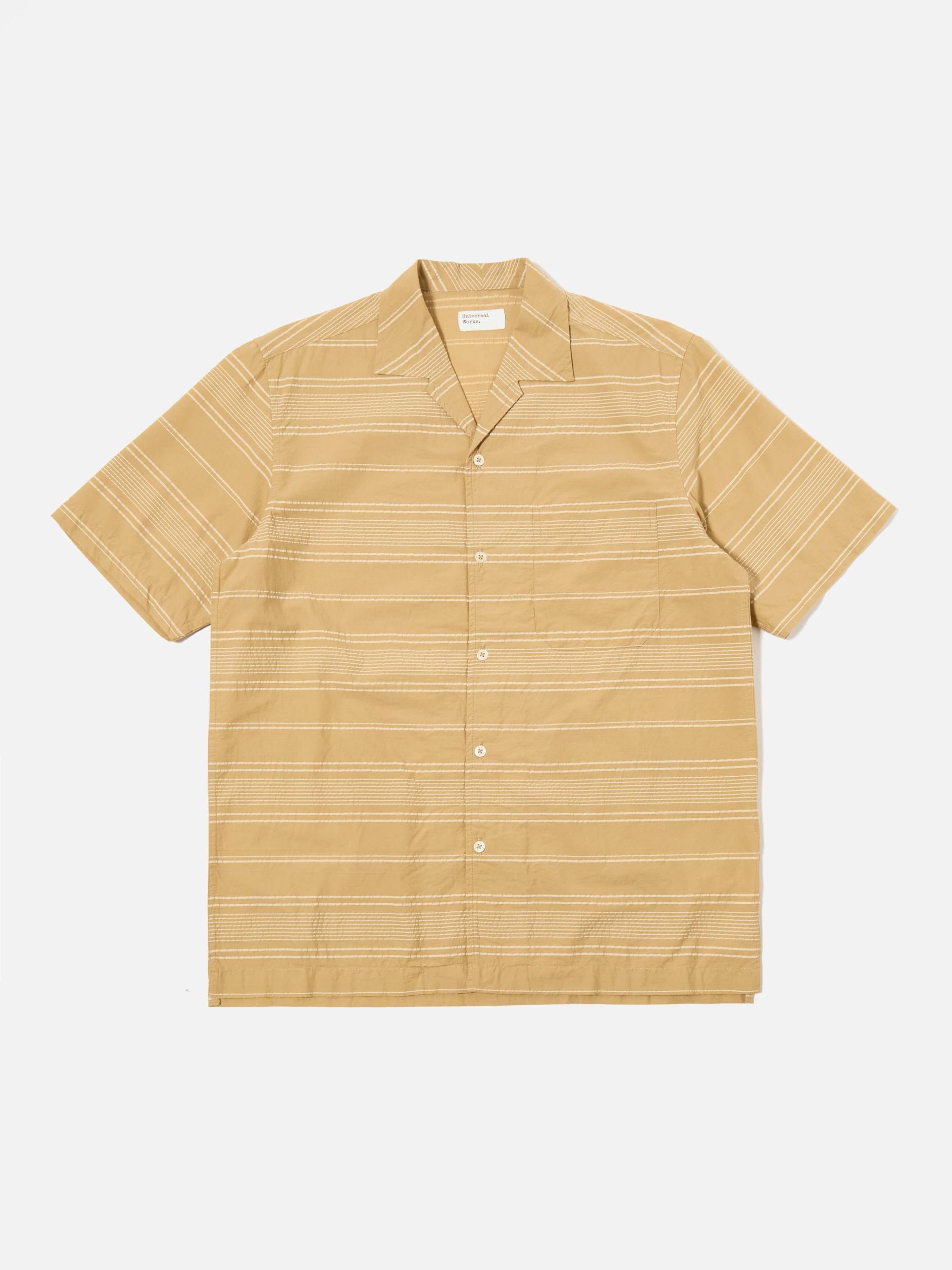 Universal Works Minari Shirt in Sand Textured Stripe Product Image