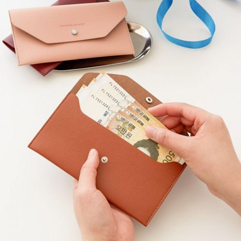 Faux Leather Flap Long Wallet Product Image