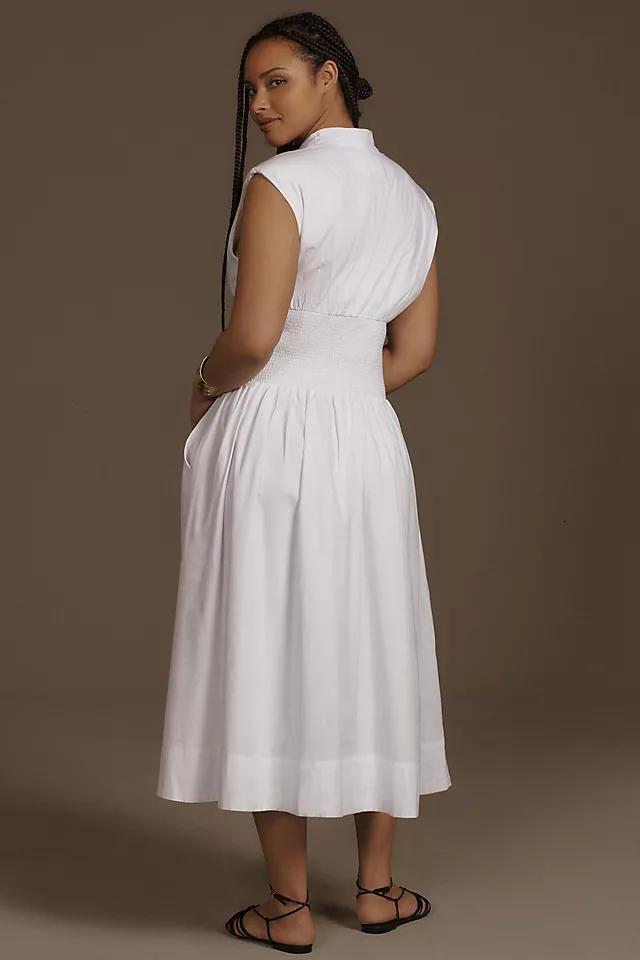 The Tommie Cap-Sleeve Smocked Front-Zip Shirt Dress Product Image