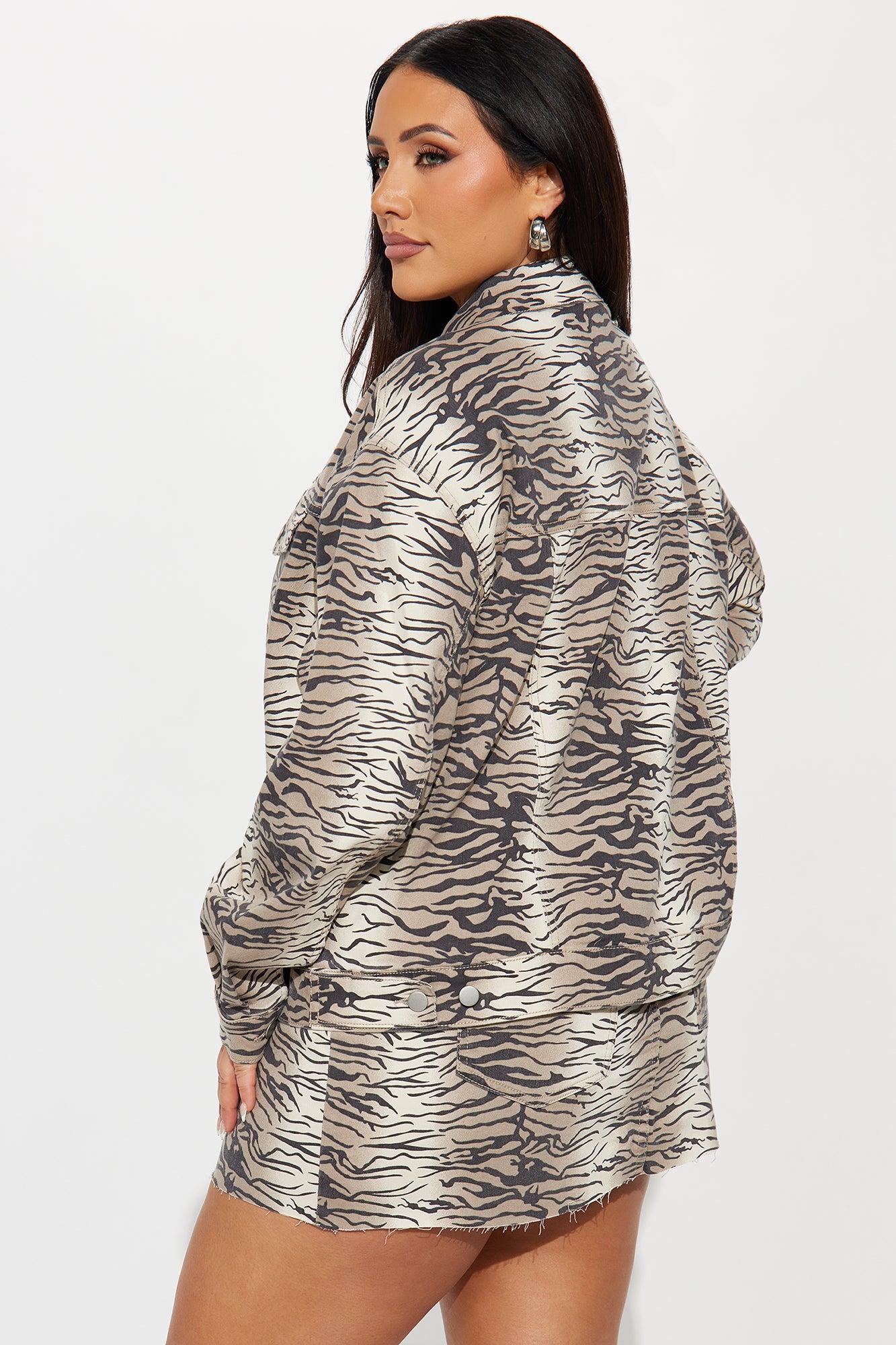 Unleash Your Wild Side Oversized Trucker Jacket - Brown/combo Product Image