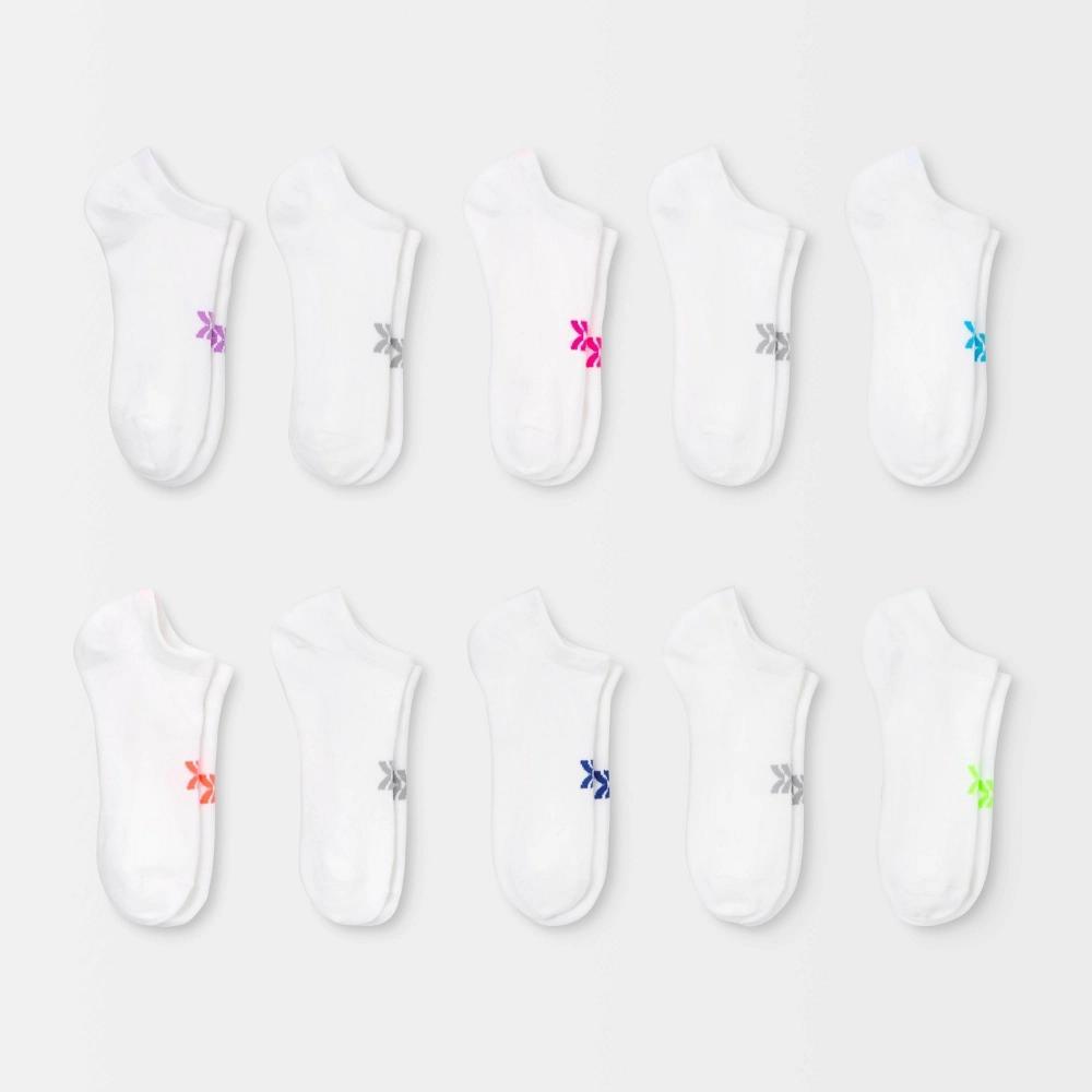 Womens Lightweight 10pk No Show Socks - All In Motion 4-10: Moisture Wicking, Y-Heel Stitching Product Image
