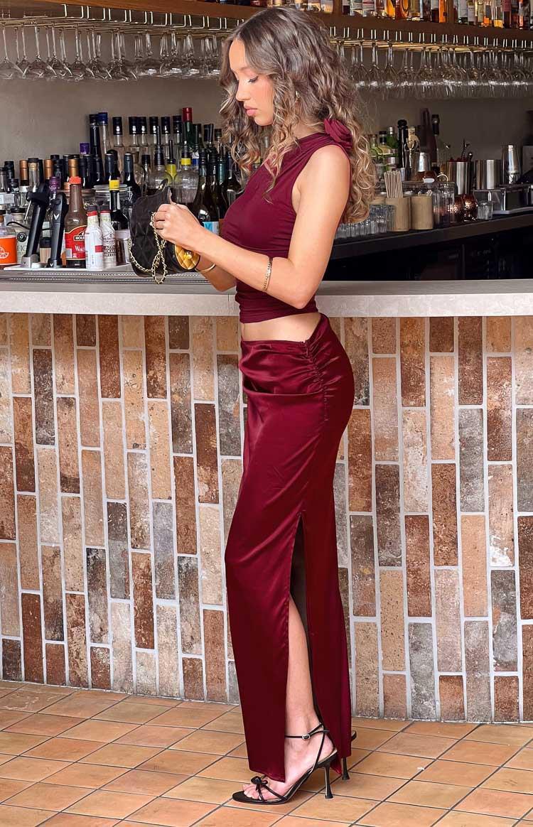 Lioness Rendezvous Burgundy One Shoulder Top Product Image