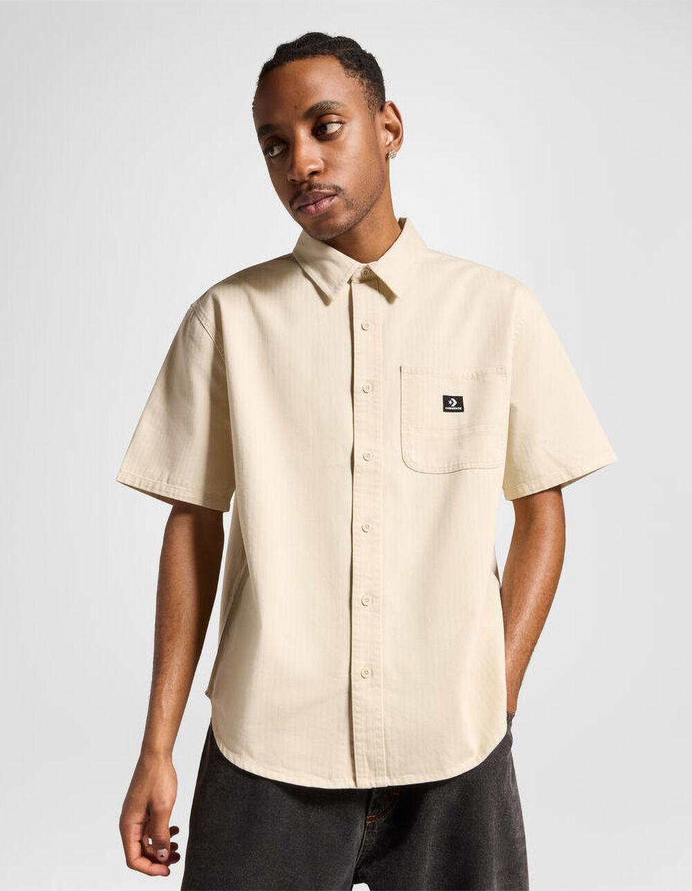 CONVERSE Woven Mens Button Up Shirt - SAND Product Image