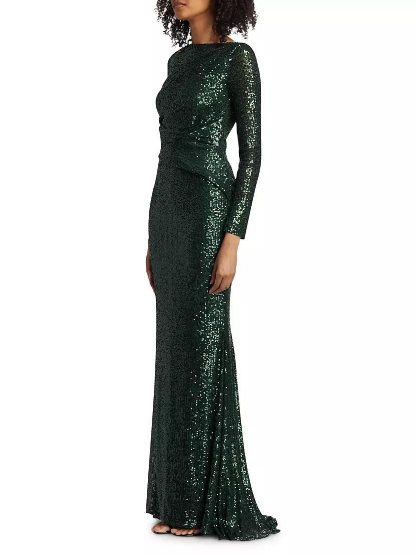 Sequined Long-Sleeve Mermaid Gown Product Image
