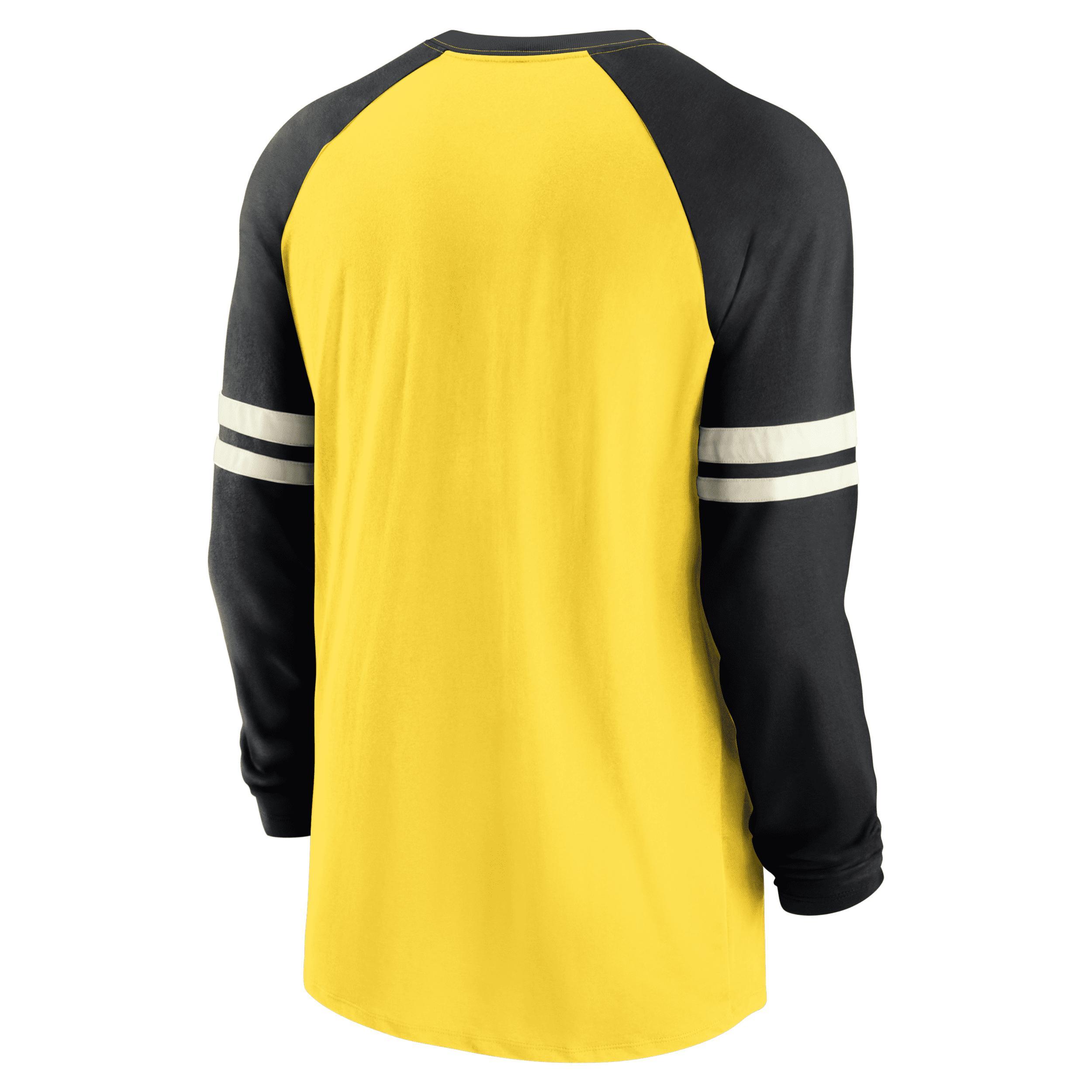 Men's Nike Gold/Black Pittsburgh Steelers Throwback Raglan Long Sleeve T-Shirt, Size: Medium Product Image