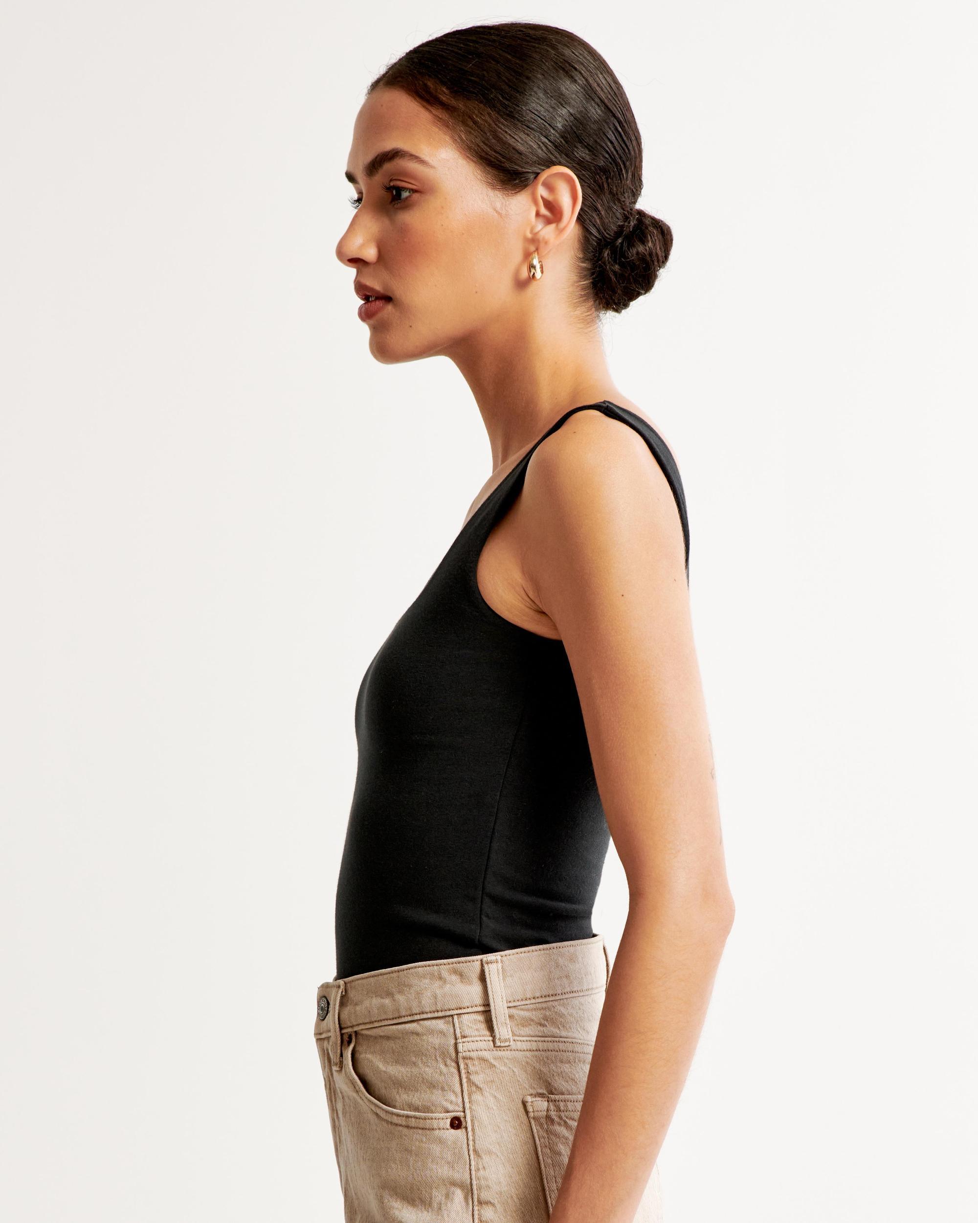 Cotton-Blend Seamless Fabric Squareneck Tank Product Image