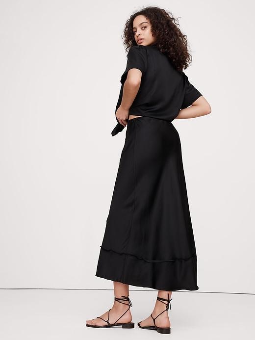 Satin Long Midi Skirt Product Image