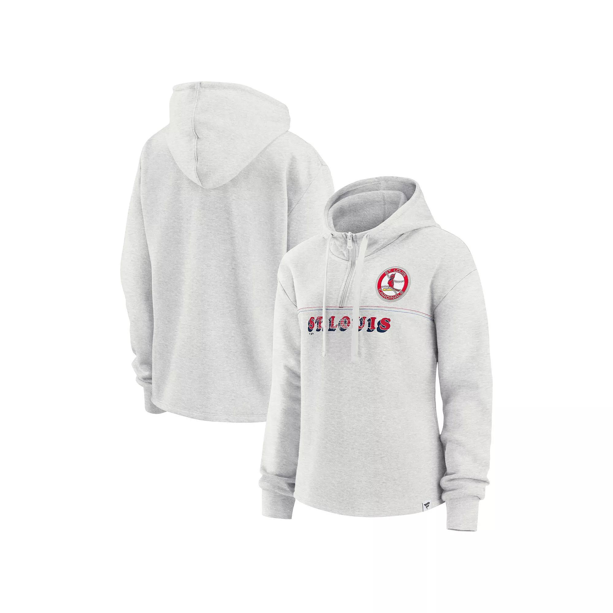 Women's Fanatics Branded Oatmeal St. Louis Cardinals True Classics Legacy Quarter-Zip Hoodie, Size: XS, Team Product Image