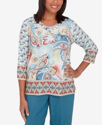 Alfred Dunner Sedona Sky Womens Medallion Paisley Top Product Image