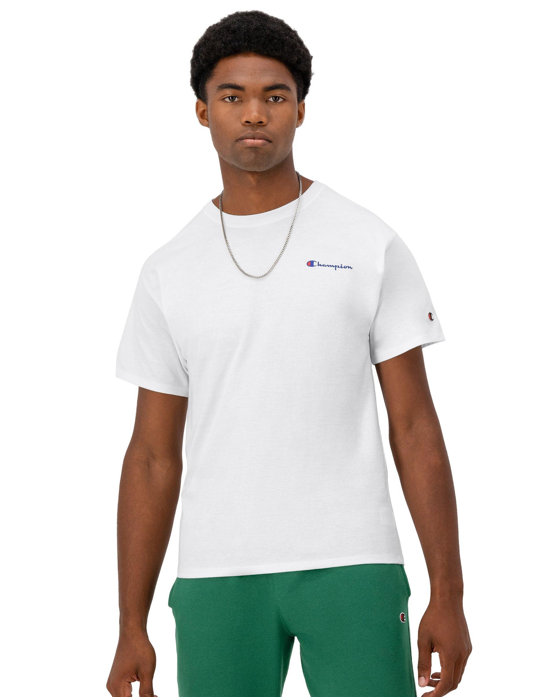 Mens Champion Classic Graphic T-Shirt, Left Chest Script Logo Granite Heather 2XL Product Image