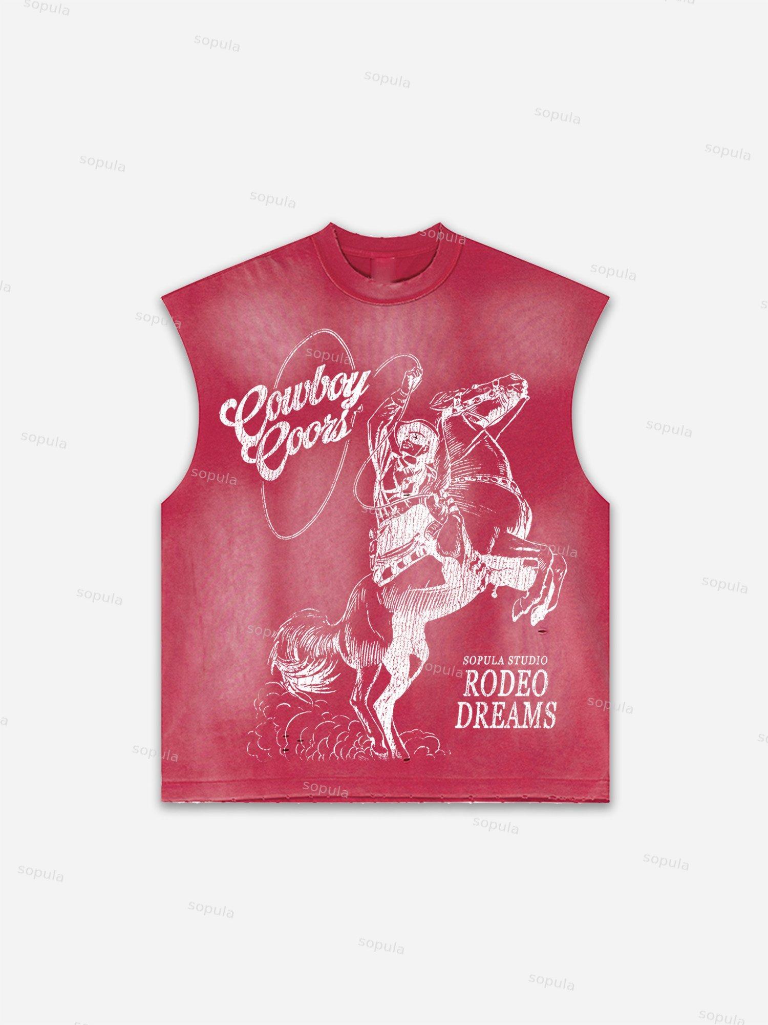 Men's Washed Cowboy Rodeo Abstract Graphic Tank Top Product Image