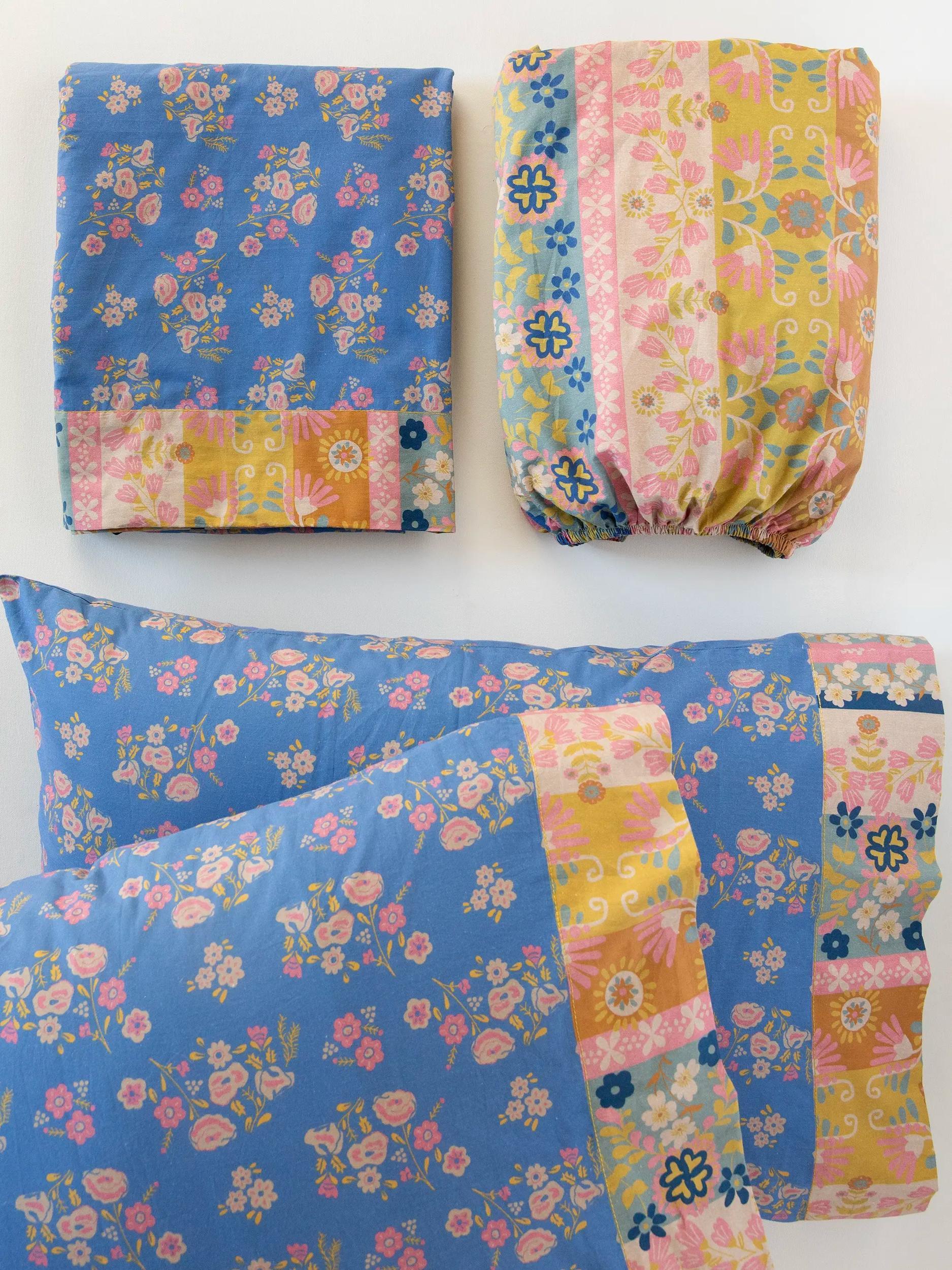 Sooo Soft Cotton Matching Sheet Set - Blue Borders Product Image