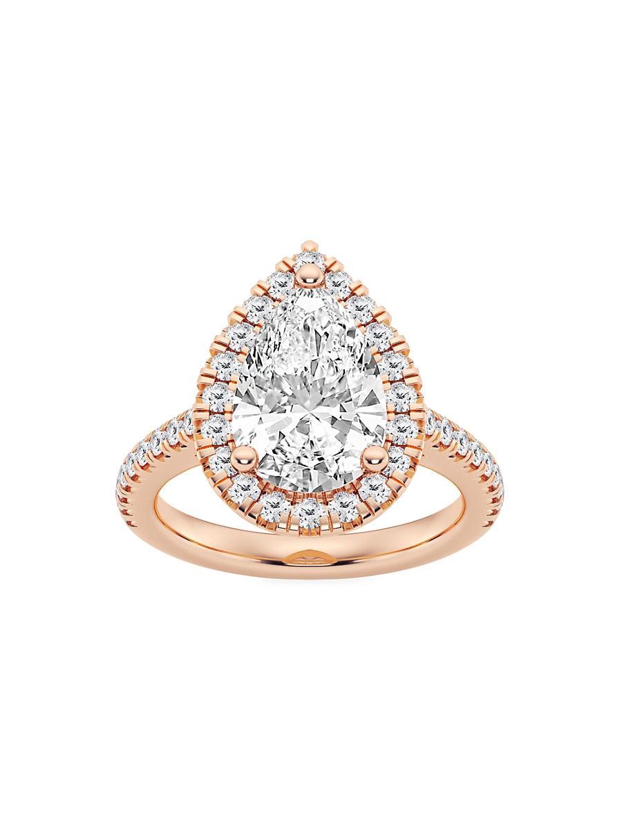Womens 14K Rose Gold & Pear-Cut Lab-Grown Diamond Halo Ring/1.30-3.60 TCW Product Image