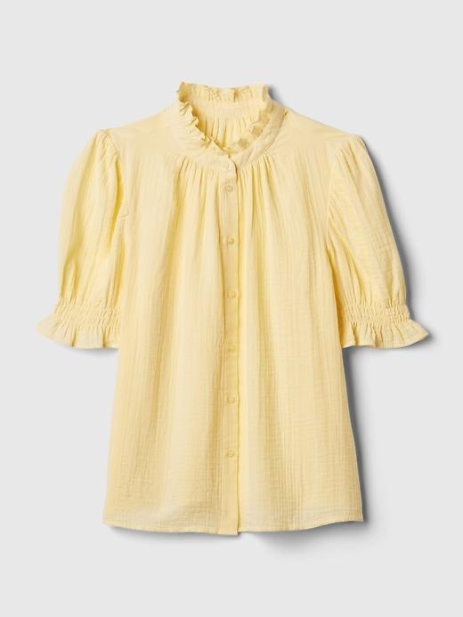 Crinkle Gauze Puff Sleeve Shirt Product Image
