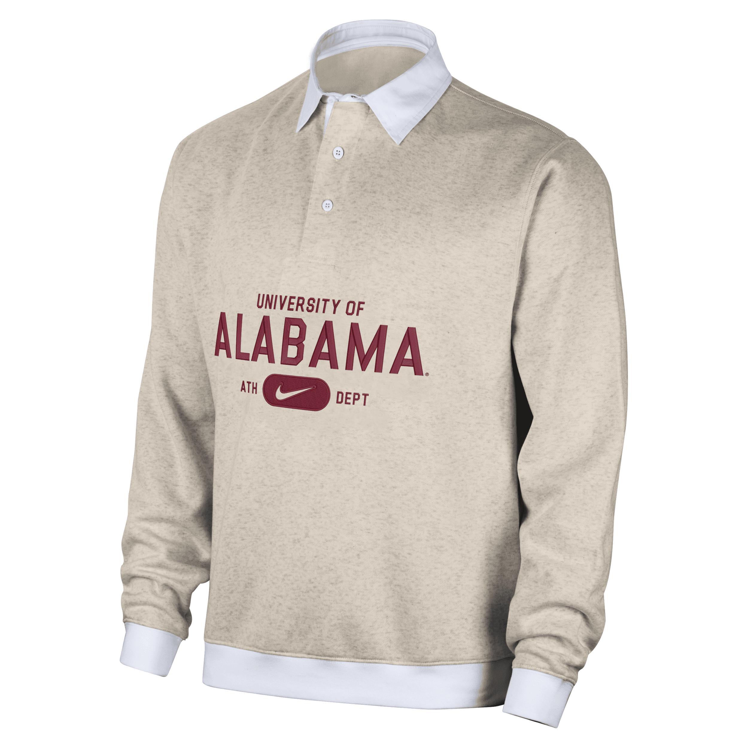 Alabama Club Fleece Men's Nike College Long-Sleeve Polo Product Image