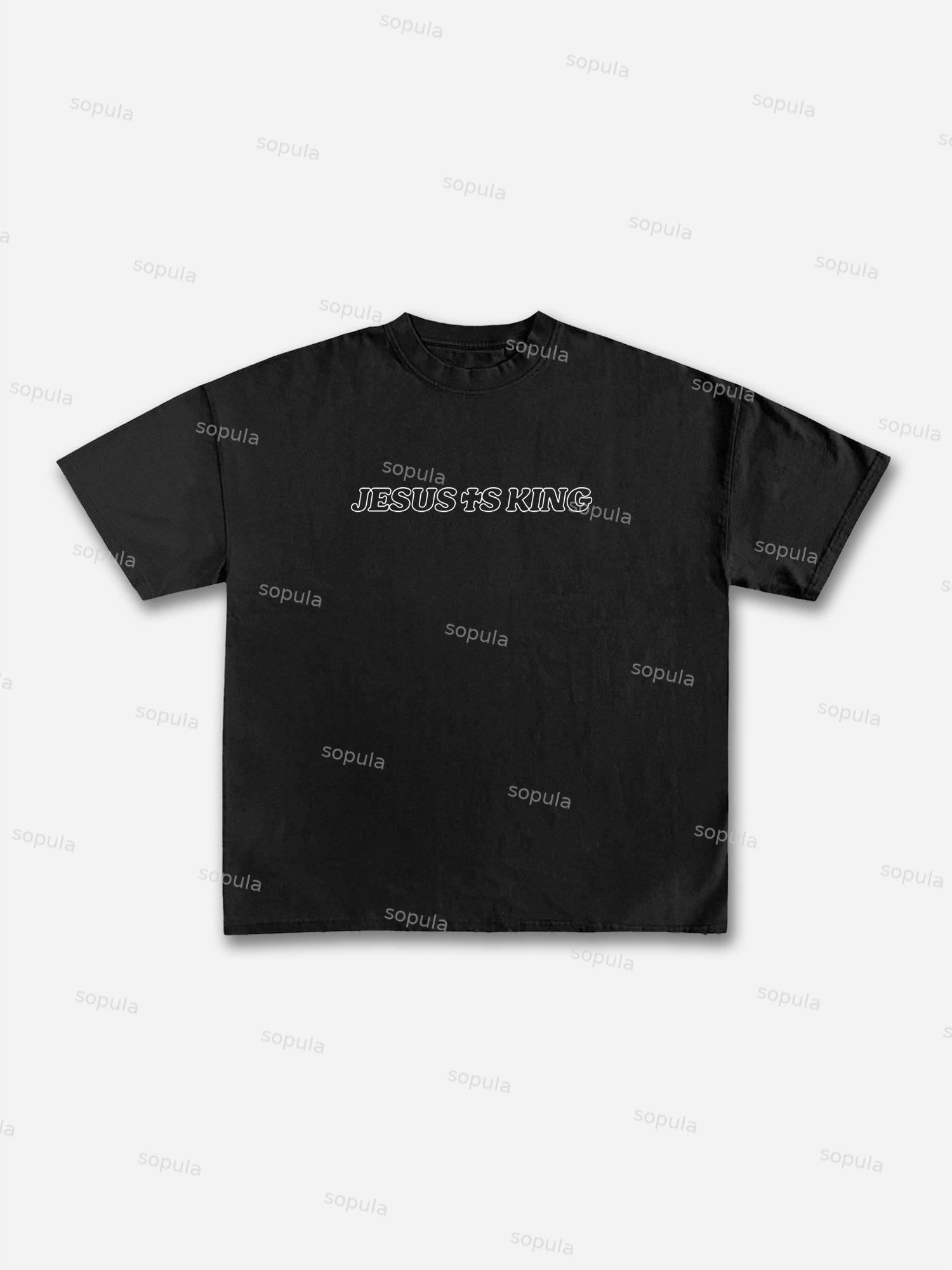 Jesus Is King Bible Jesus Graphic Cotton T-shirt Product Image
