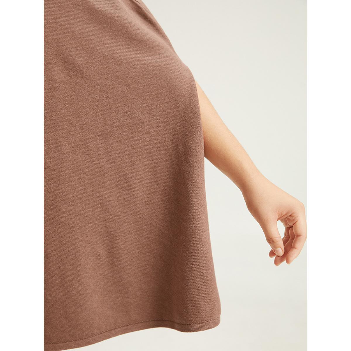 Plus Size Supersoft Essentials Plain Dolman Sleeve Pullover Tan Women Casual Loose Sleeveless Round Neck Dailywear Pullovers BloomChic 18-20/2X Product Image