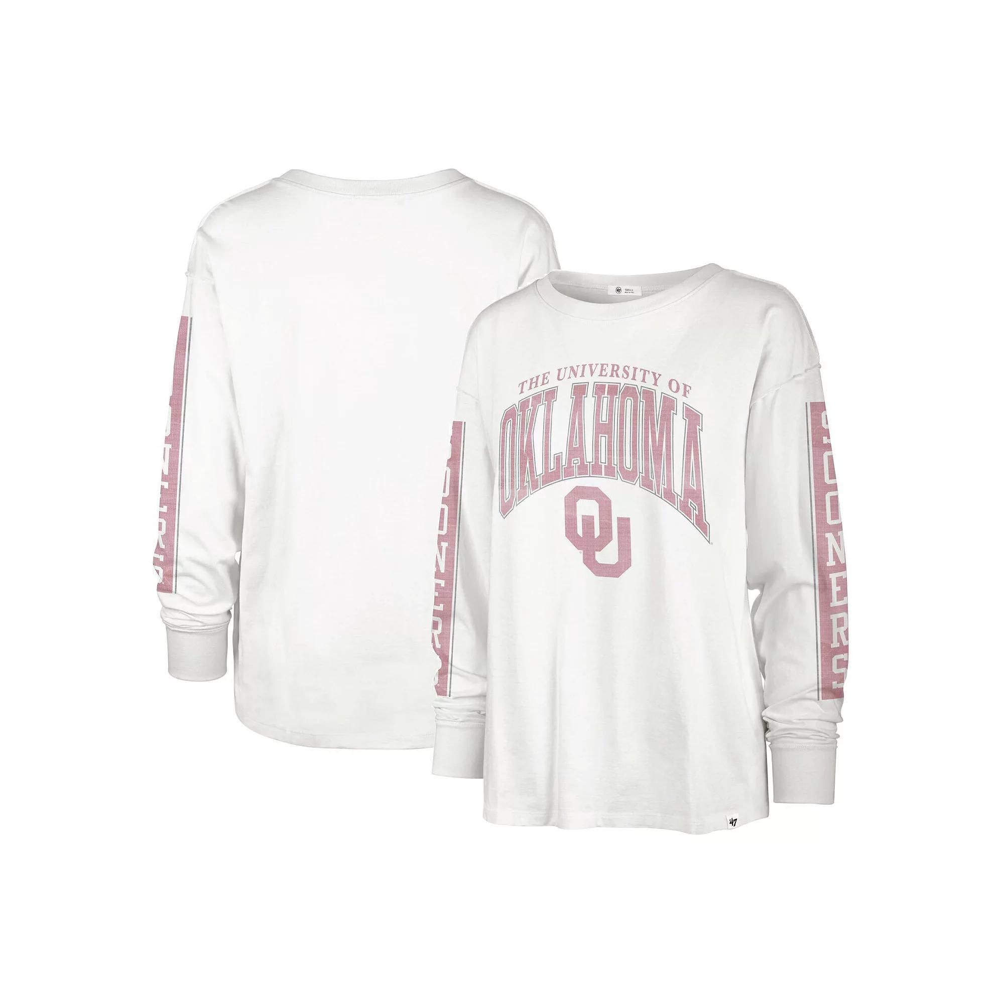 Women's '47 White Oklahoma Sooners Statement SOA 3-Hit Long Sleeve T-Shirt, Size: Small Product Image