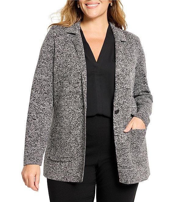 NIC + ZOE Plus Size Elegant Knit Notch Lapel Long Sleeve Blazer Product Image
