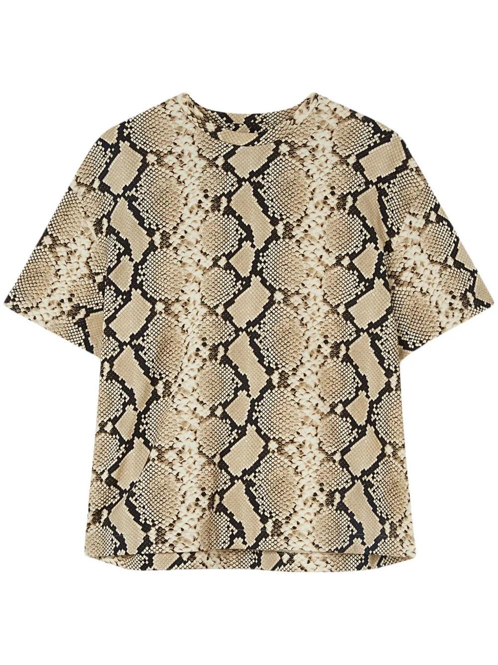 JIL SANDER Snakeskin-print Cotton T-shirt In Hazel Product Image