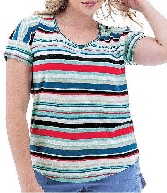 Aventura Summerville Stripe Print Scoop Neck Drop Shoulder Sleeve Top Product Image