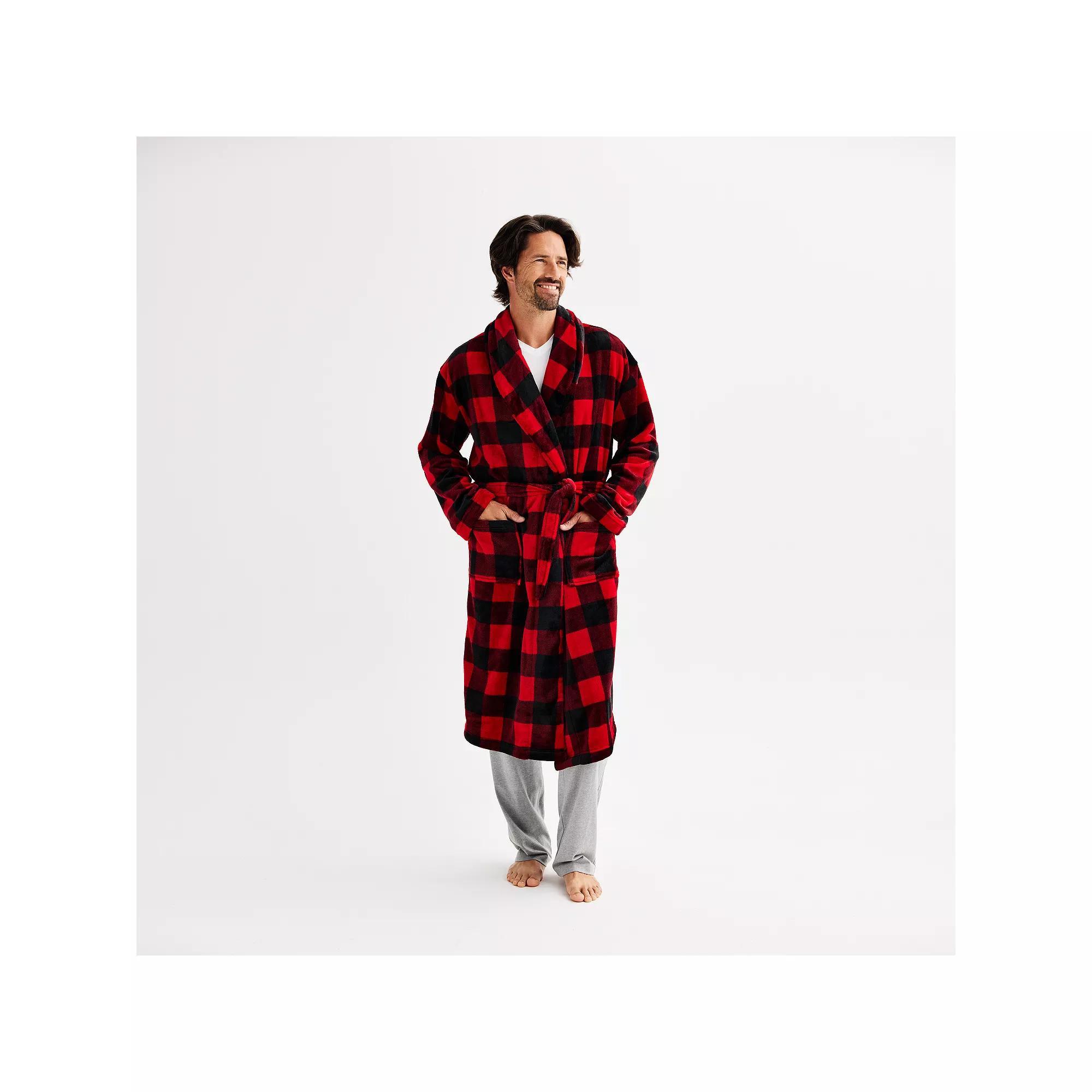Men's Sonoma Goods For Life® Plush Robe, Size: Small/Medium, Red Buffalo Check Product Image