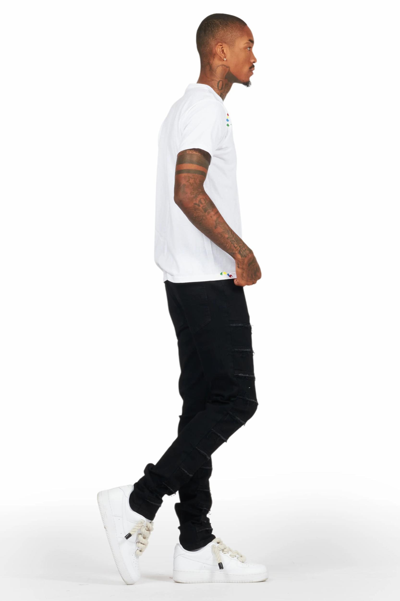 Waylon Jet Black  Frayed Slim Fit Jean Male Product Image