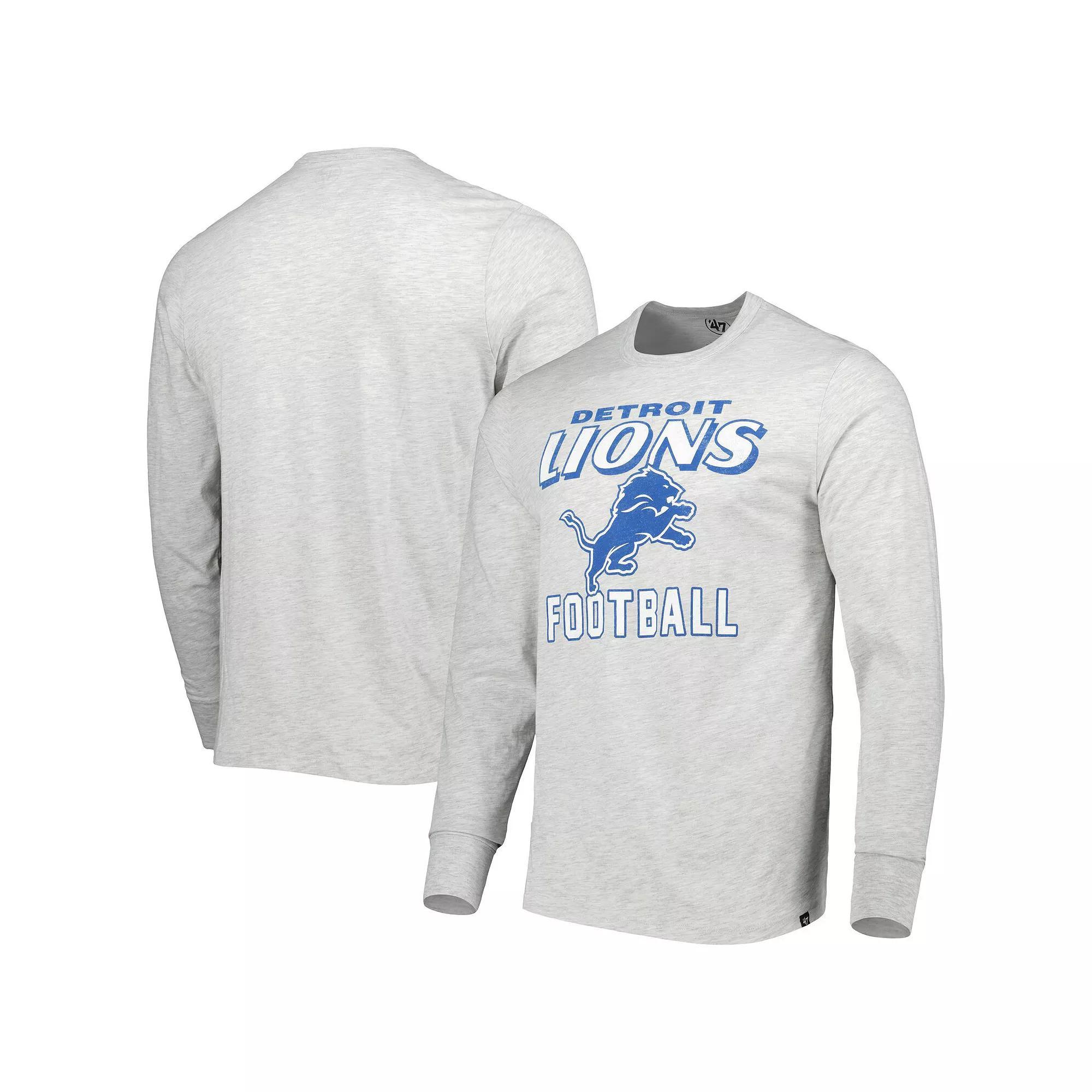 Men's '47 Heathered Gray Detroit Lions Dozer Franklin Long Sleeve T-Shirt, Size: Medium, Grey Product Image
