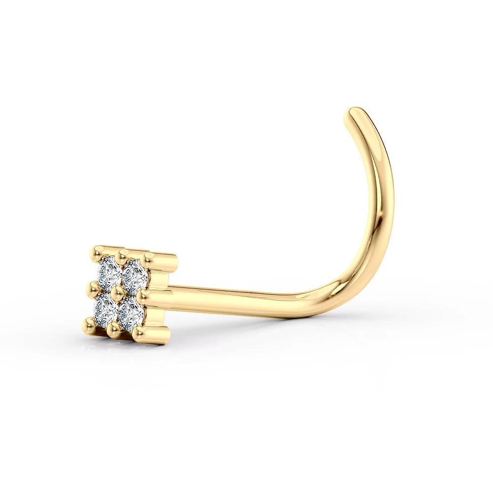 Lila Moon 14k Gold Cubic Zirconia Square Curved Post Nose Stud, Women's Product Image